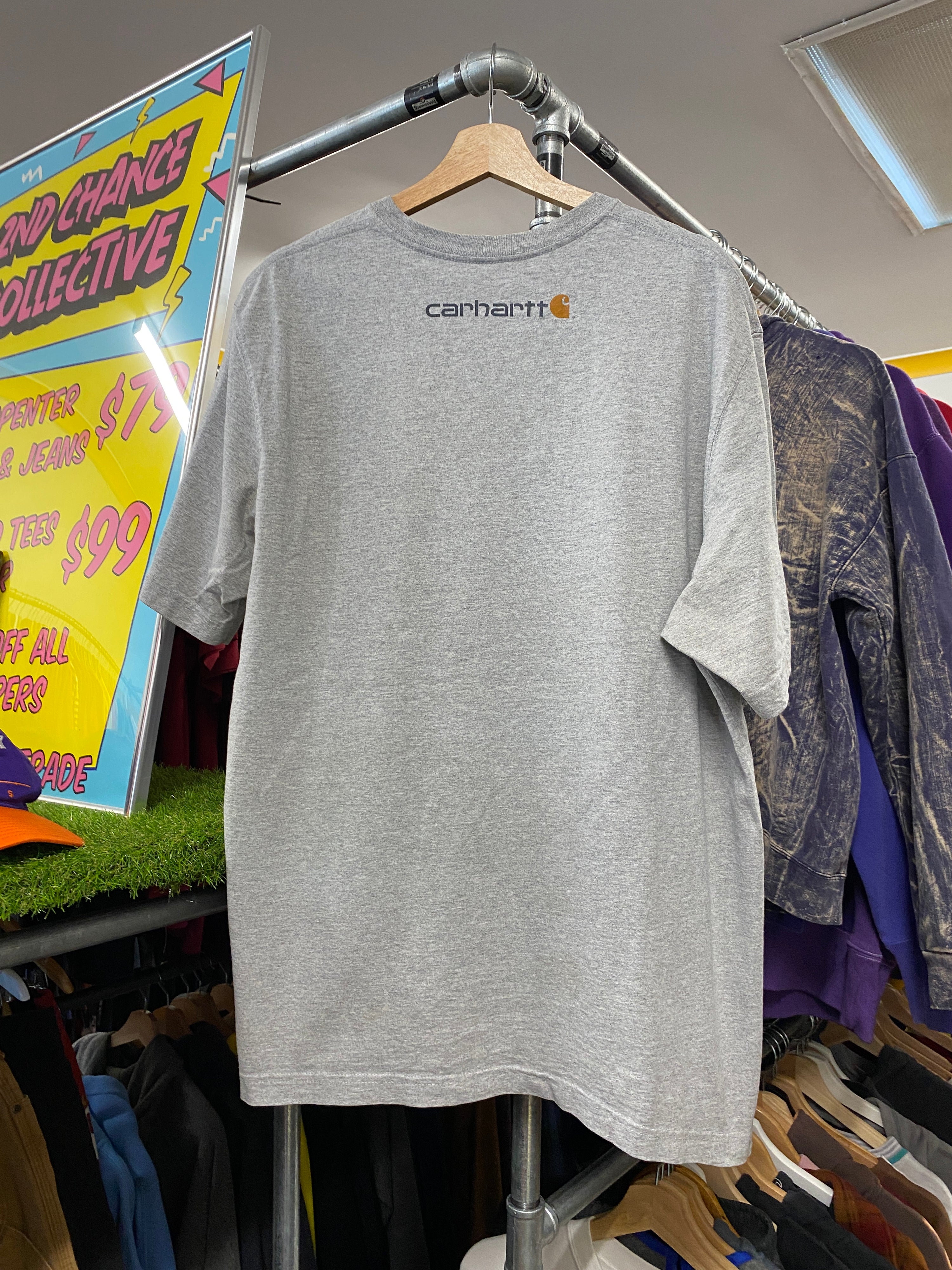 L - Carhartt Light Grey Spellout Tee