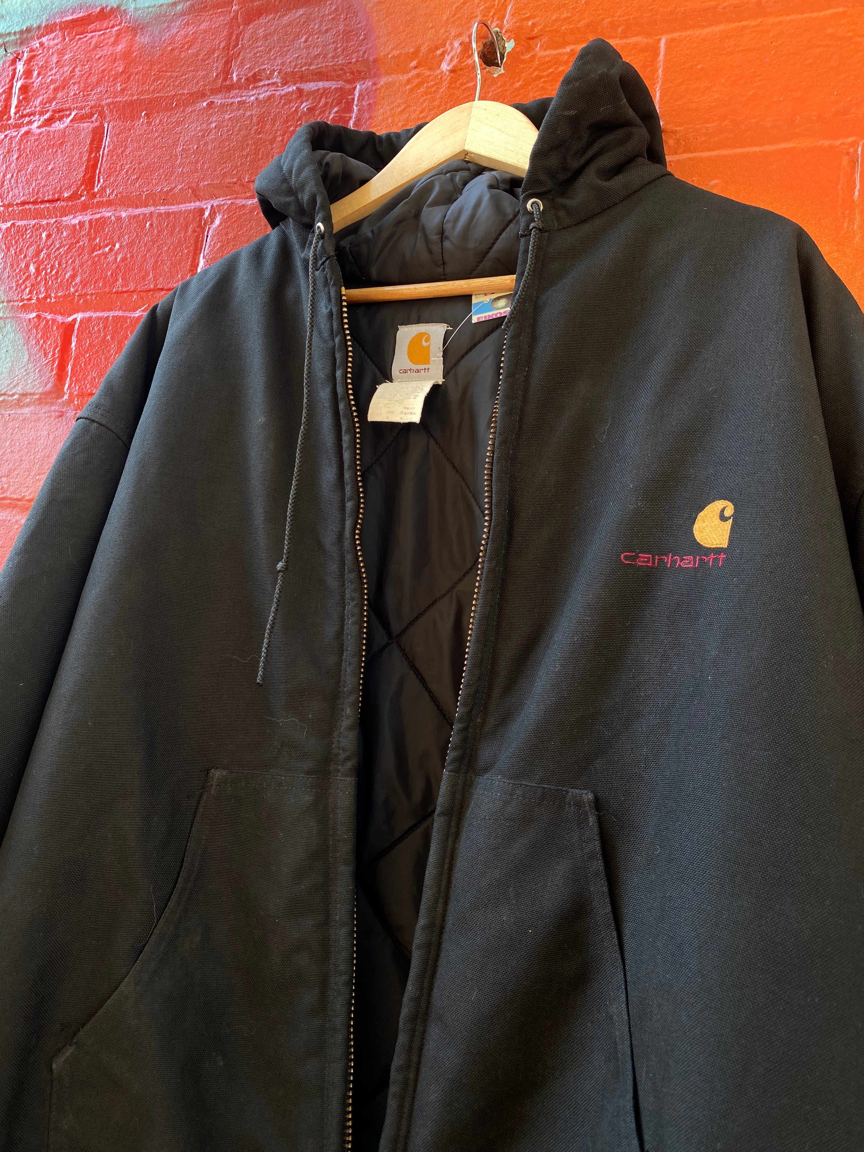 [4XL] Carhartt Black Active Jacket Broken Zip