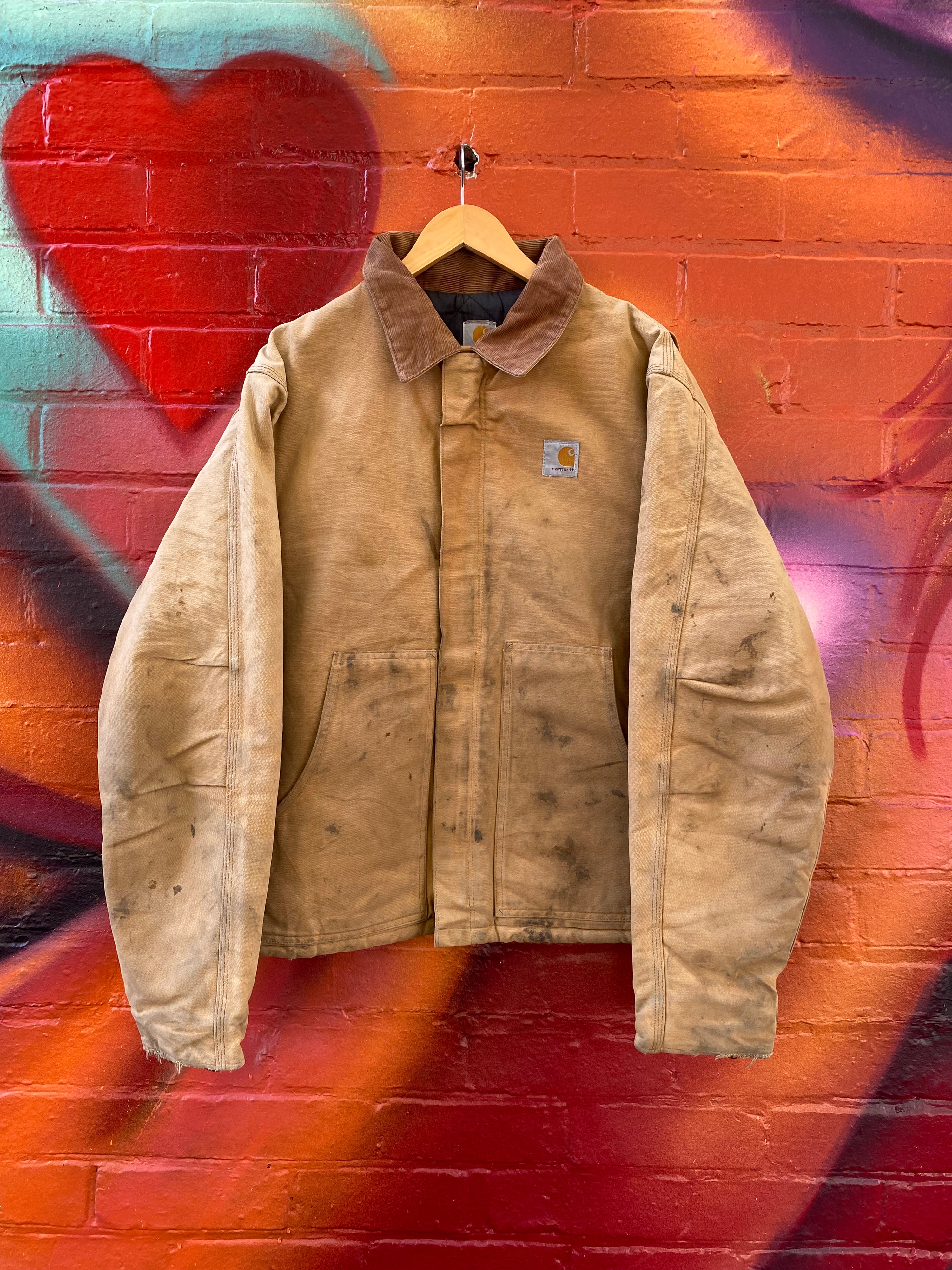 [XL] Carhartt Thrashed Tan Chore Jacket Blanket Lined