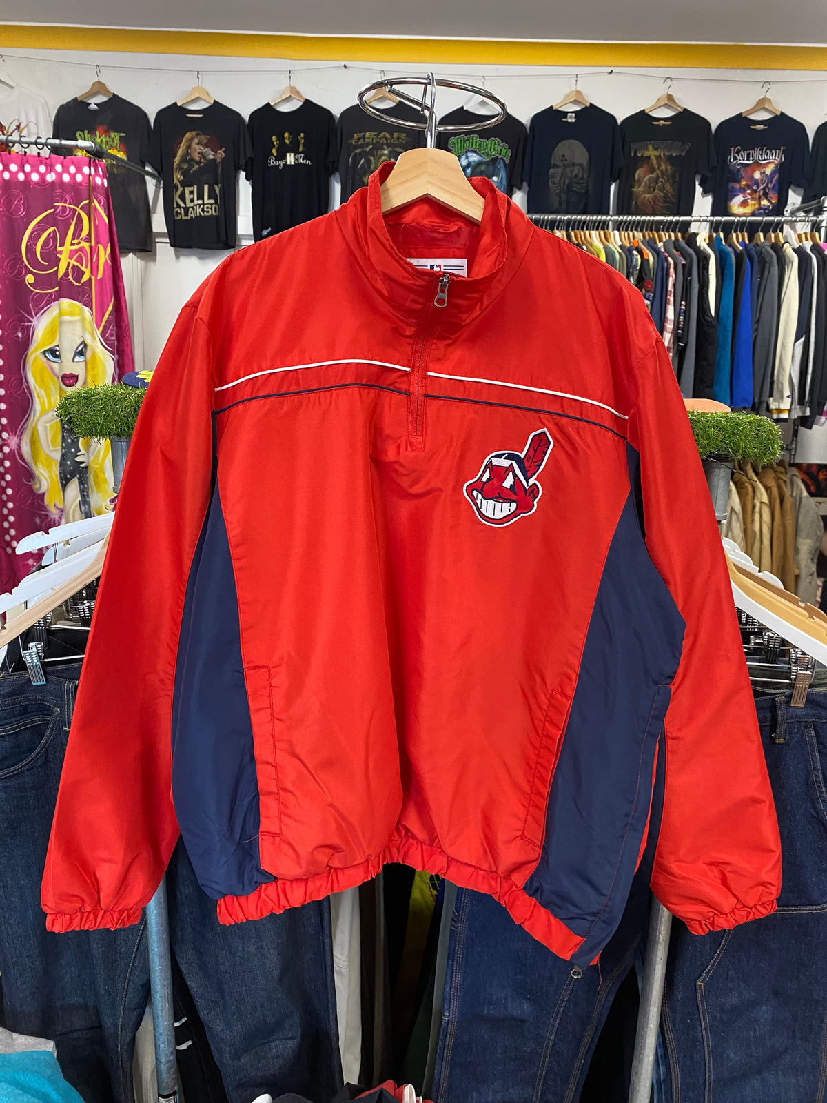 [L] Cleveland Indians 1/4 Zip Windbreaker
