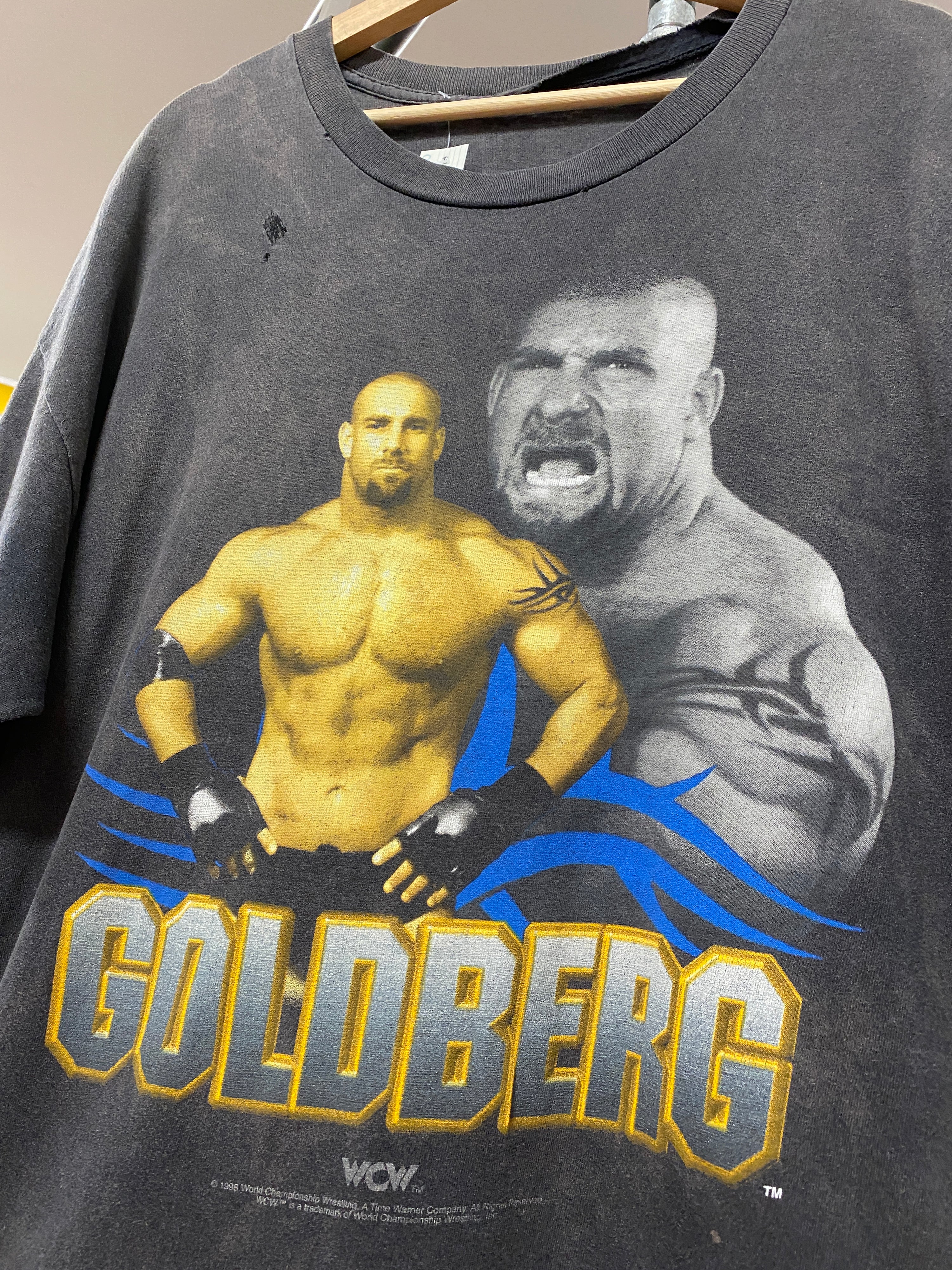 XL - 1996 WCW Goldberg Faded And Distressed Tee