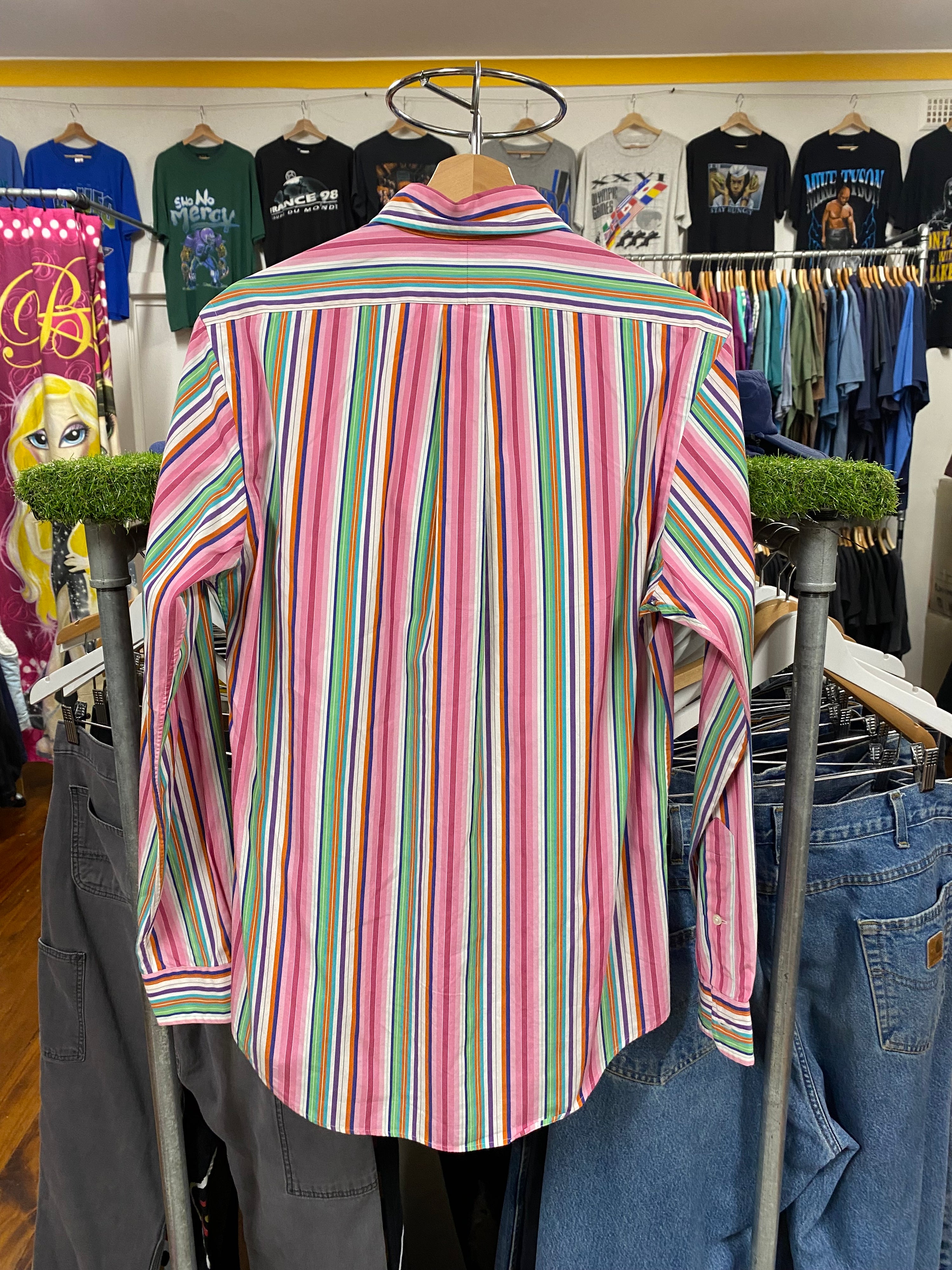 [S] Ralph Lauren Pink/Green LS Button-up
