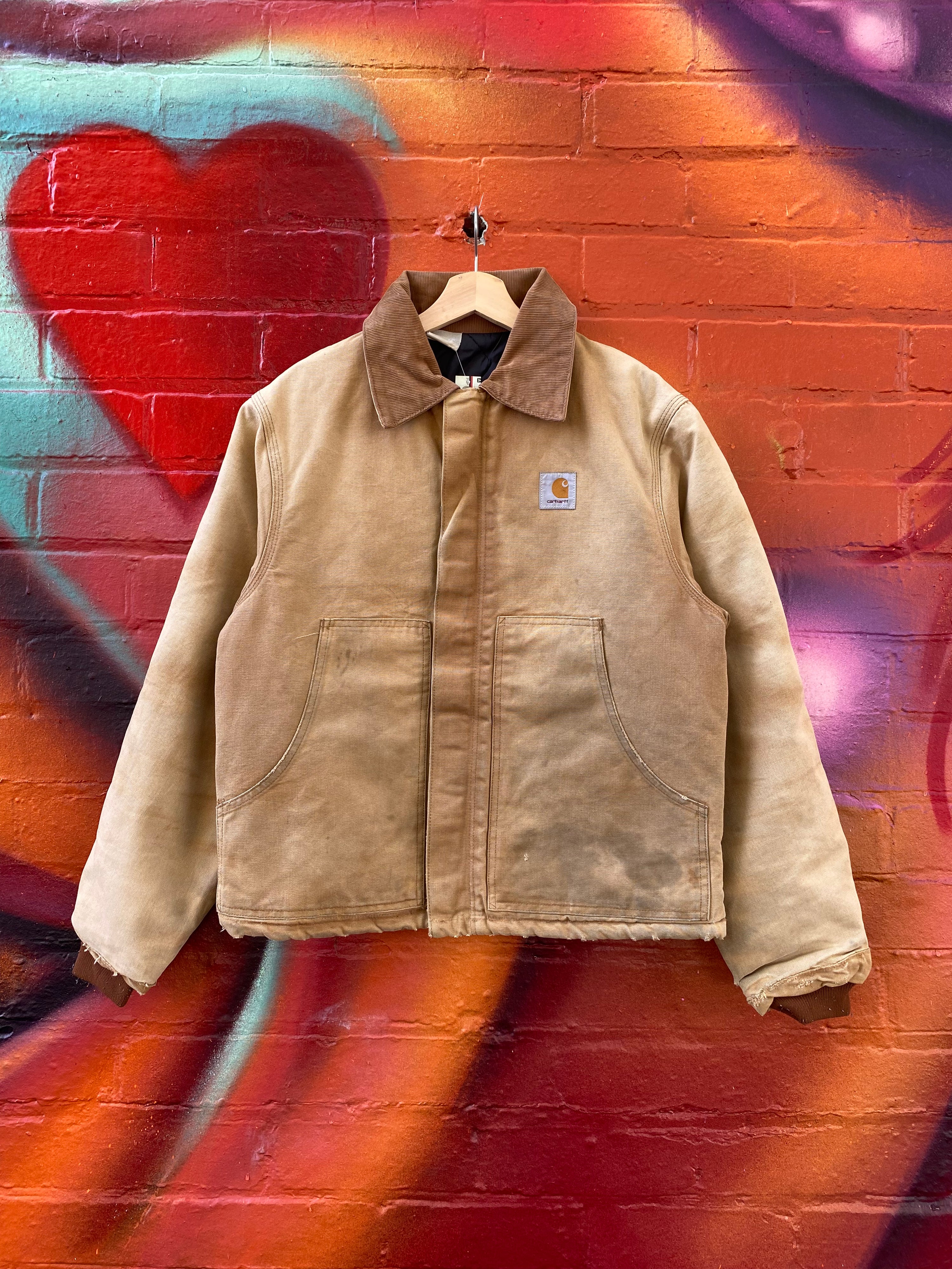 [M] Carhartt Tan with Arm Patches Chore Jacket