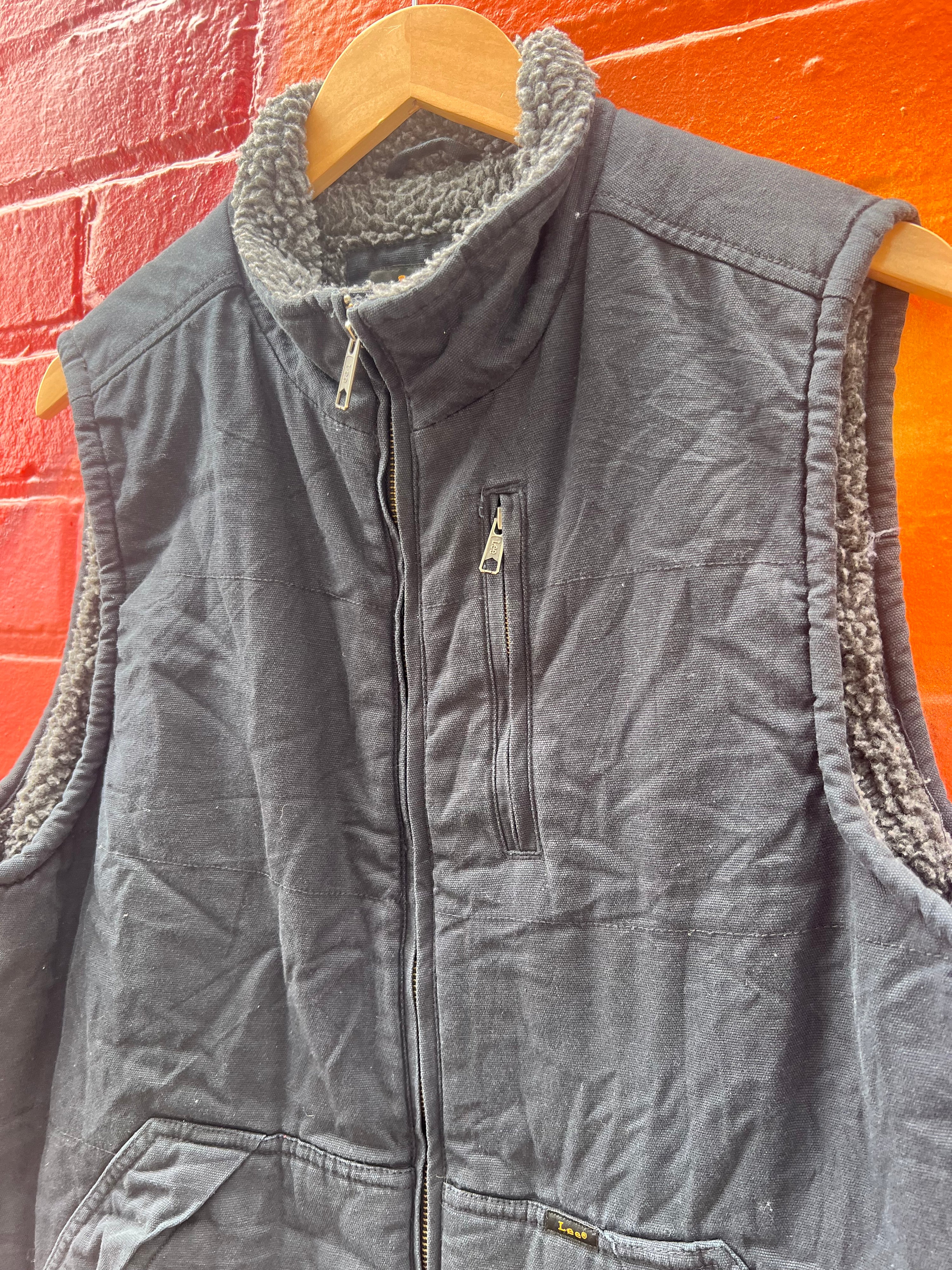 [M] LEE Sherpa Lined Black Vest