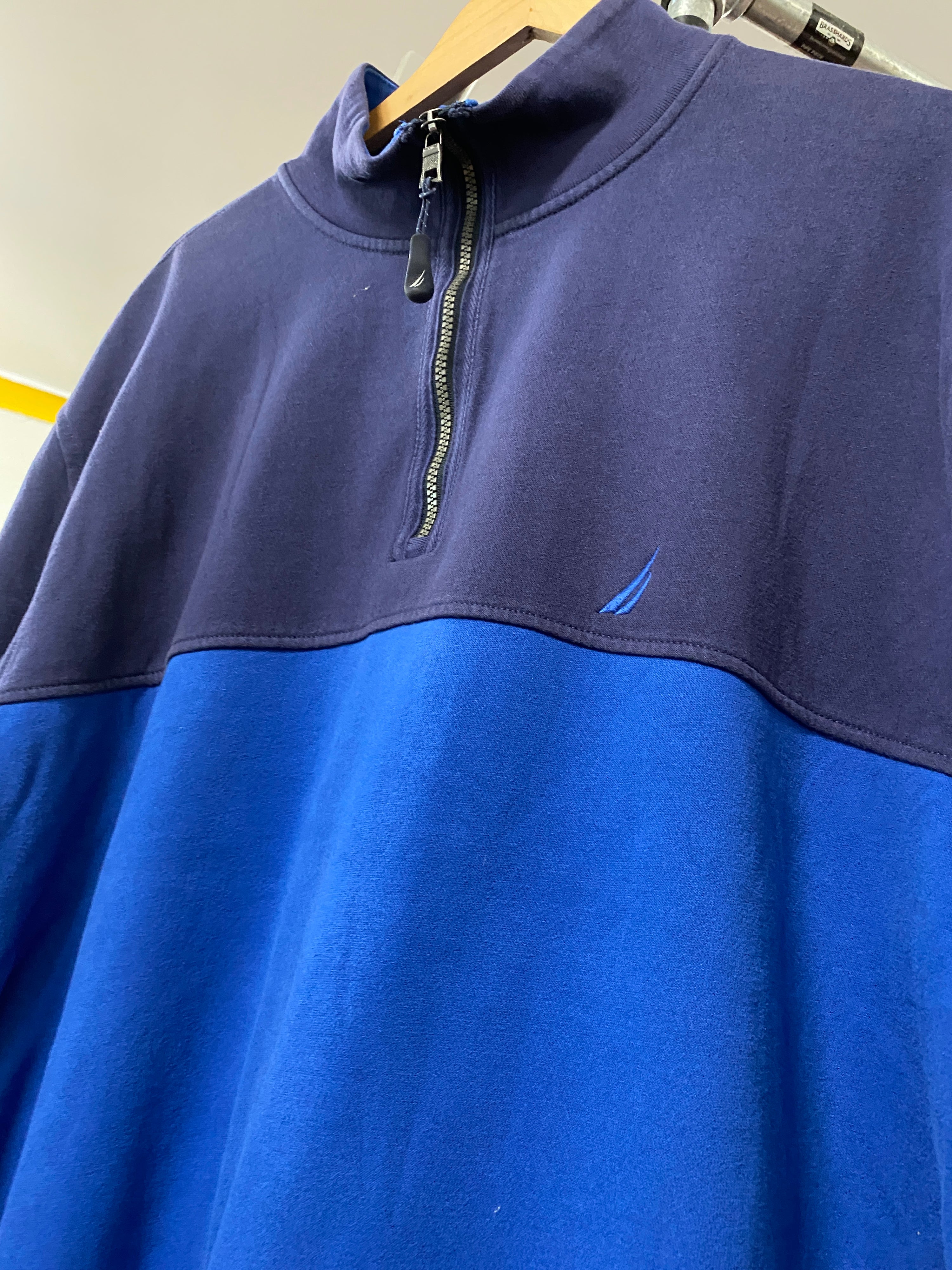 2XL - Nautica 1/4 Zip Dark Blue/Blue 2 Panel Jumper