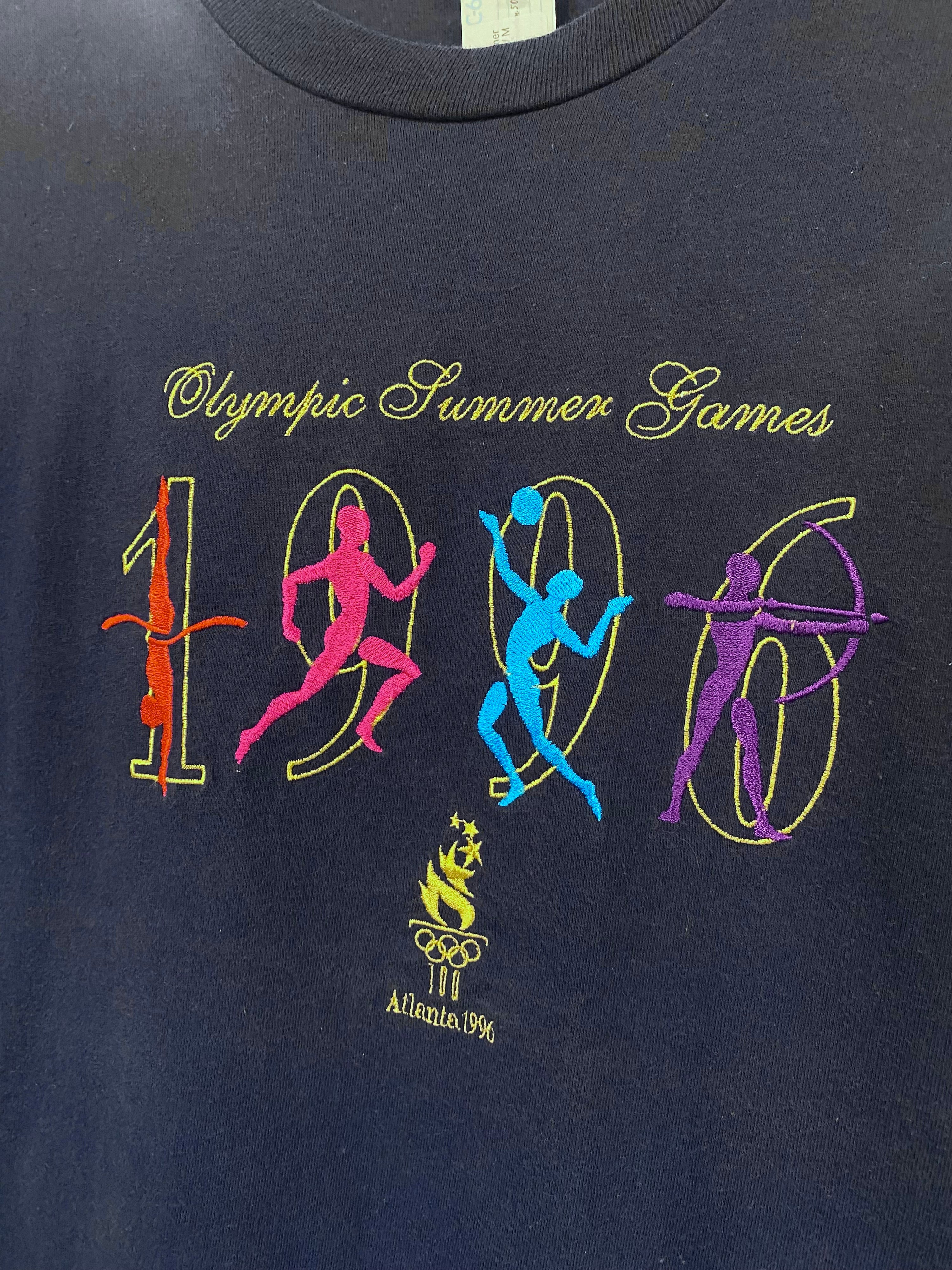 M - 1996 Atlanta Olympic Summer Games Embroidered Navy Tee
