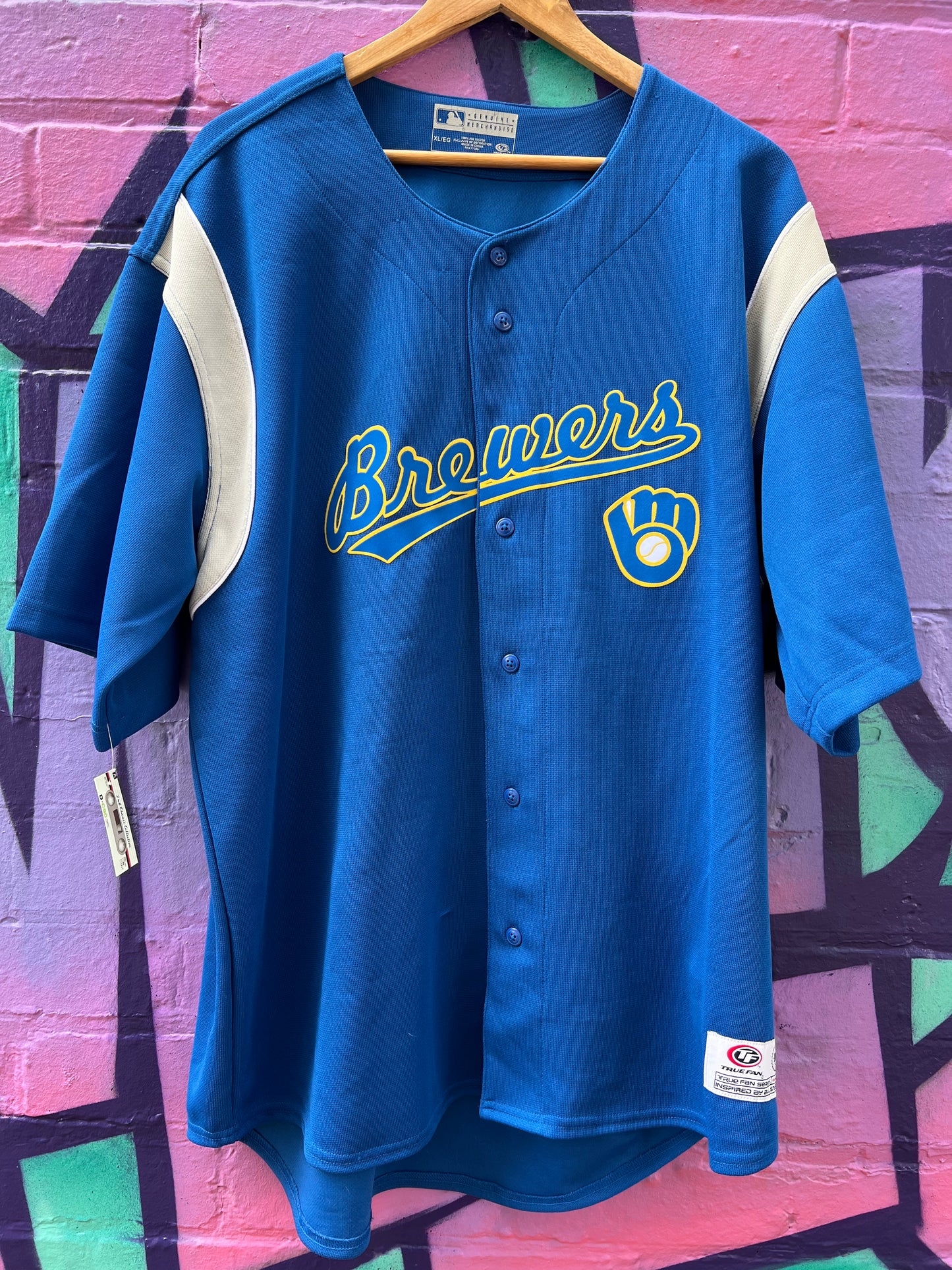 XL - MLB Brewers Baseball Jersey Blue