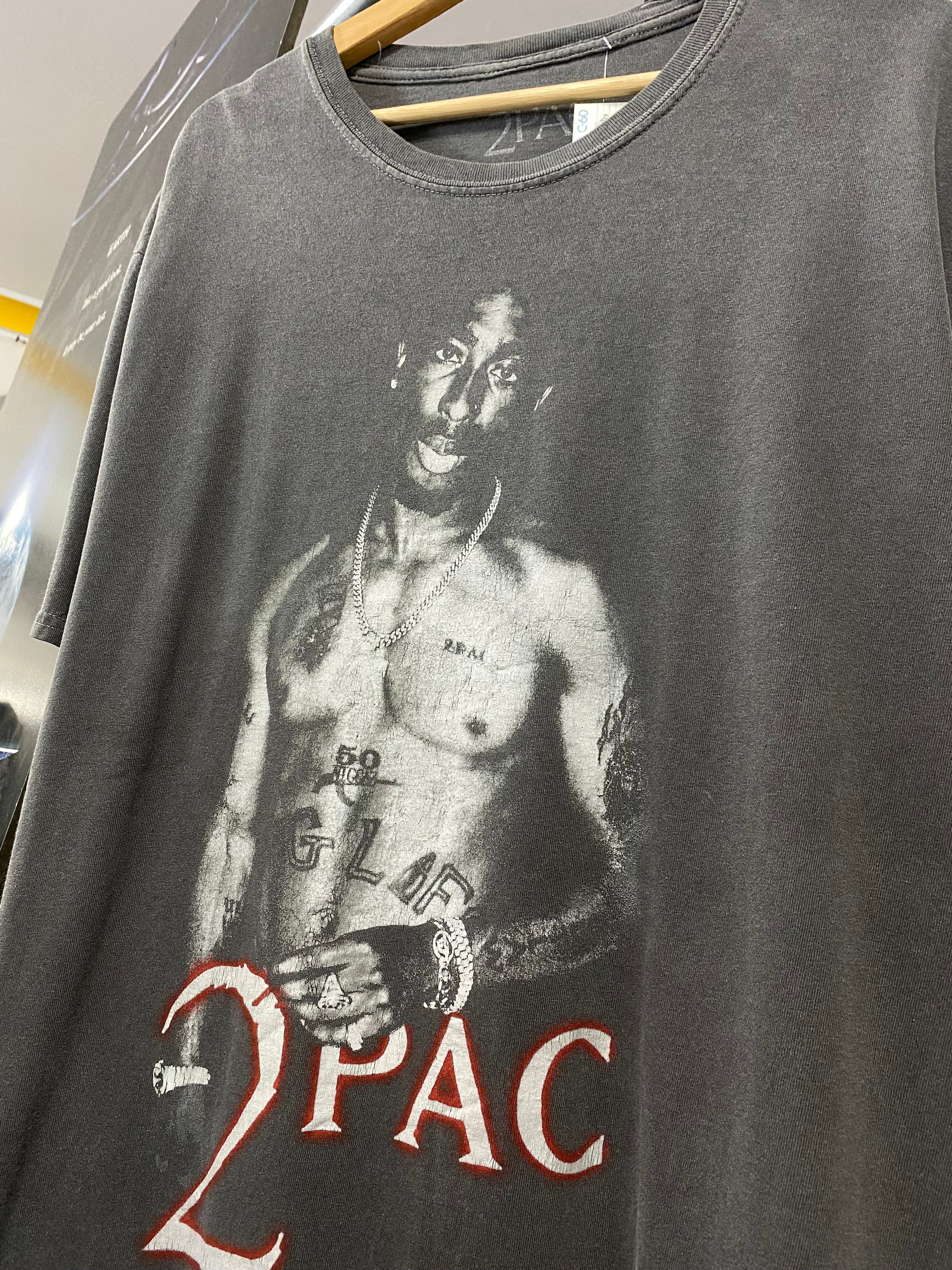 XL - 2Pac Classic Portrait Grey Tee