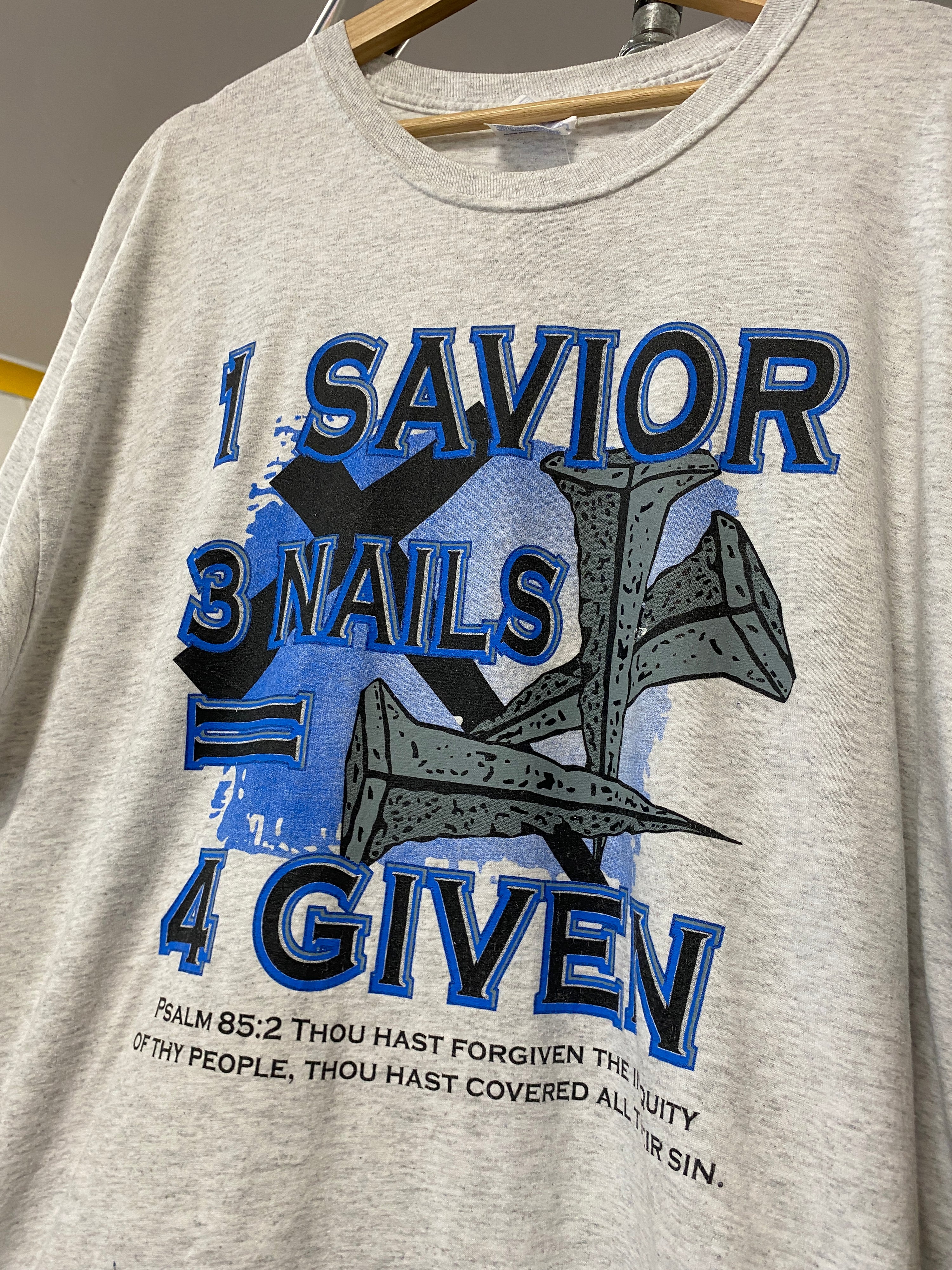 XL - 1 Savior + 3 Nails = 4 Given Grey Tee