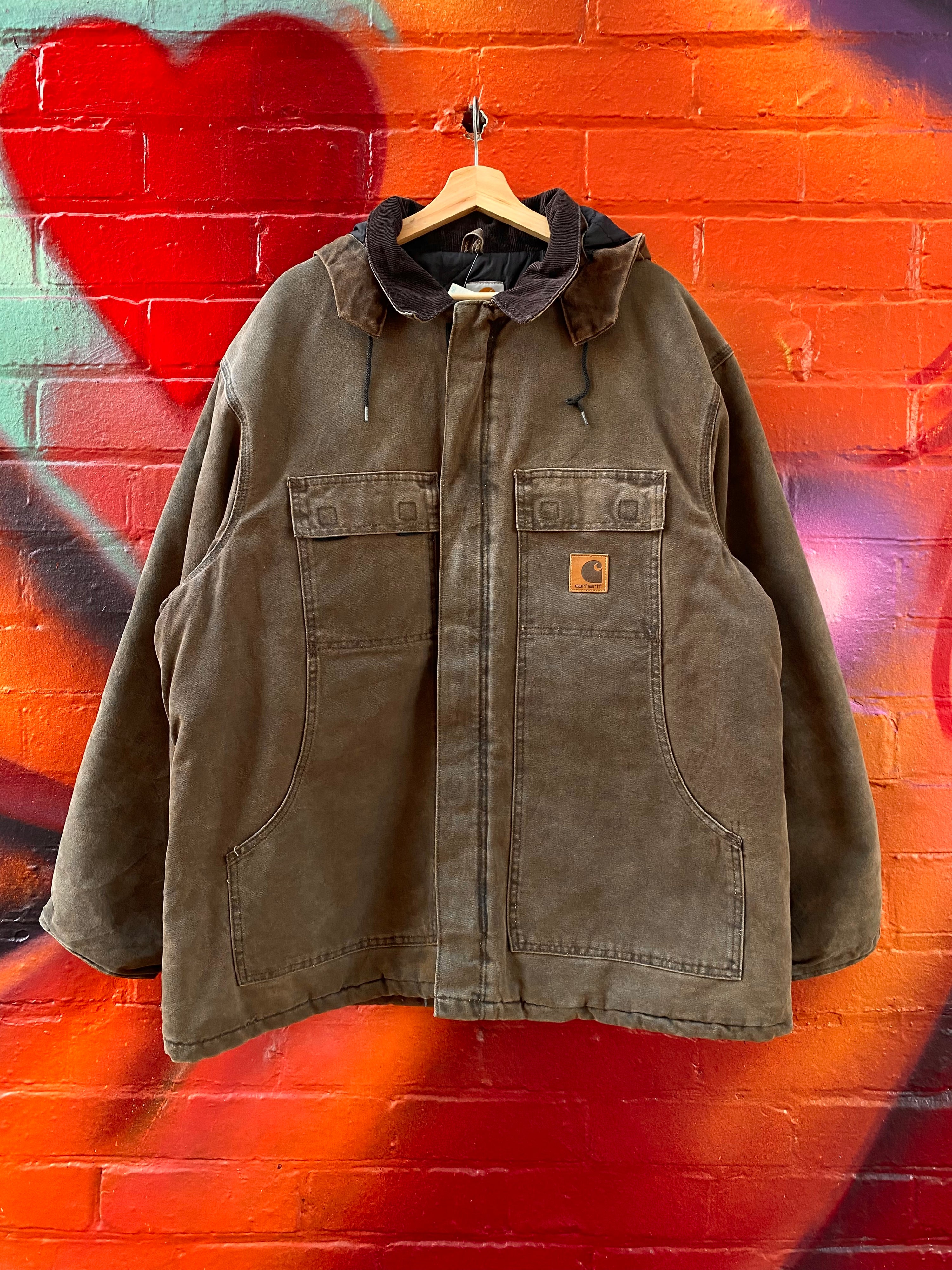 [XL] Carhartt Brown C26 Chore Jacket with Detachable Hood