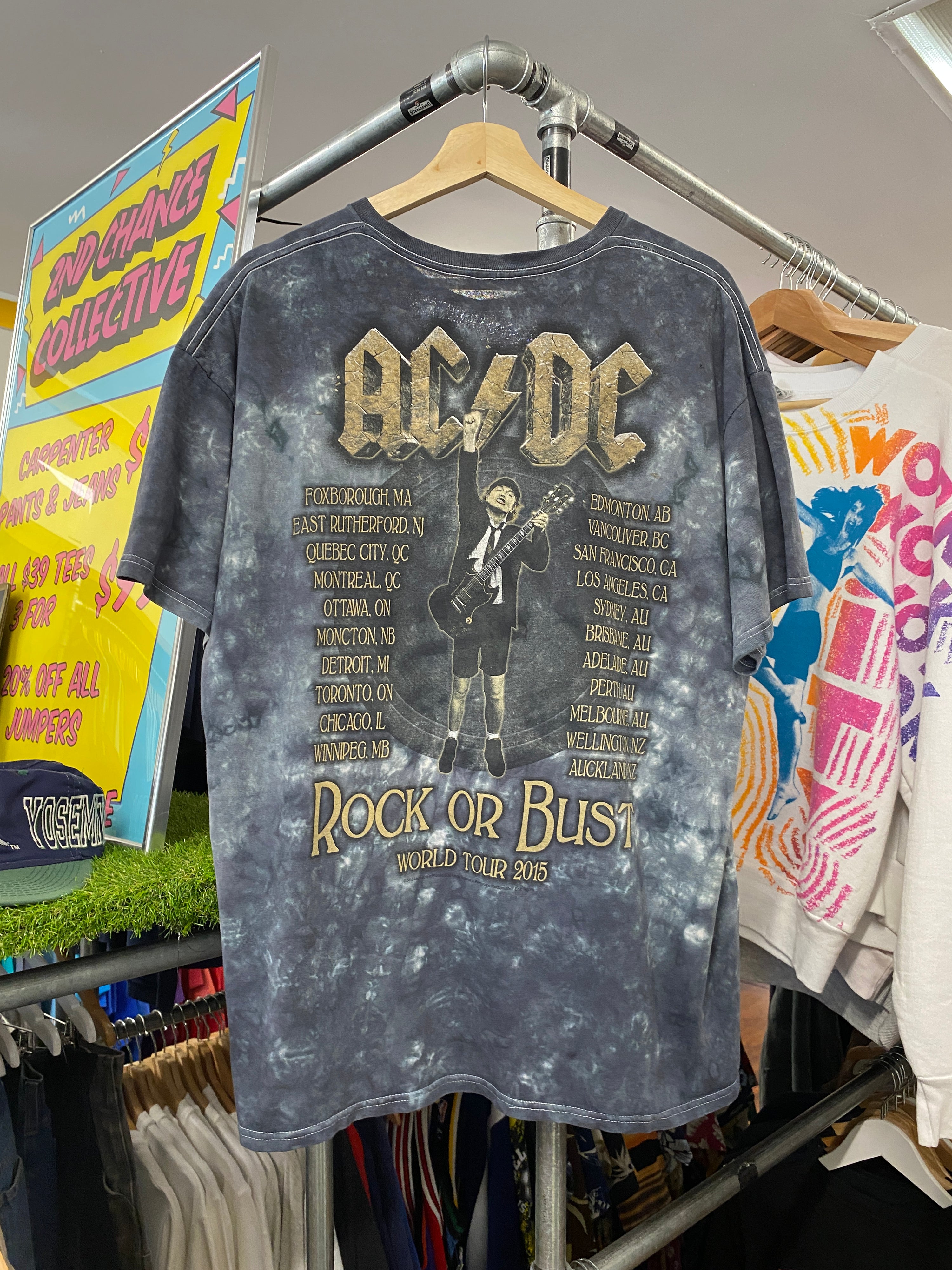 XL - 2015 AC/DC Rock Or Bust Grey Tie Dye DS