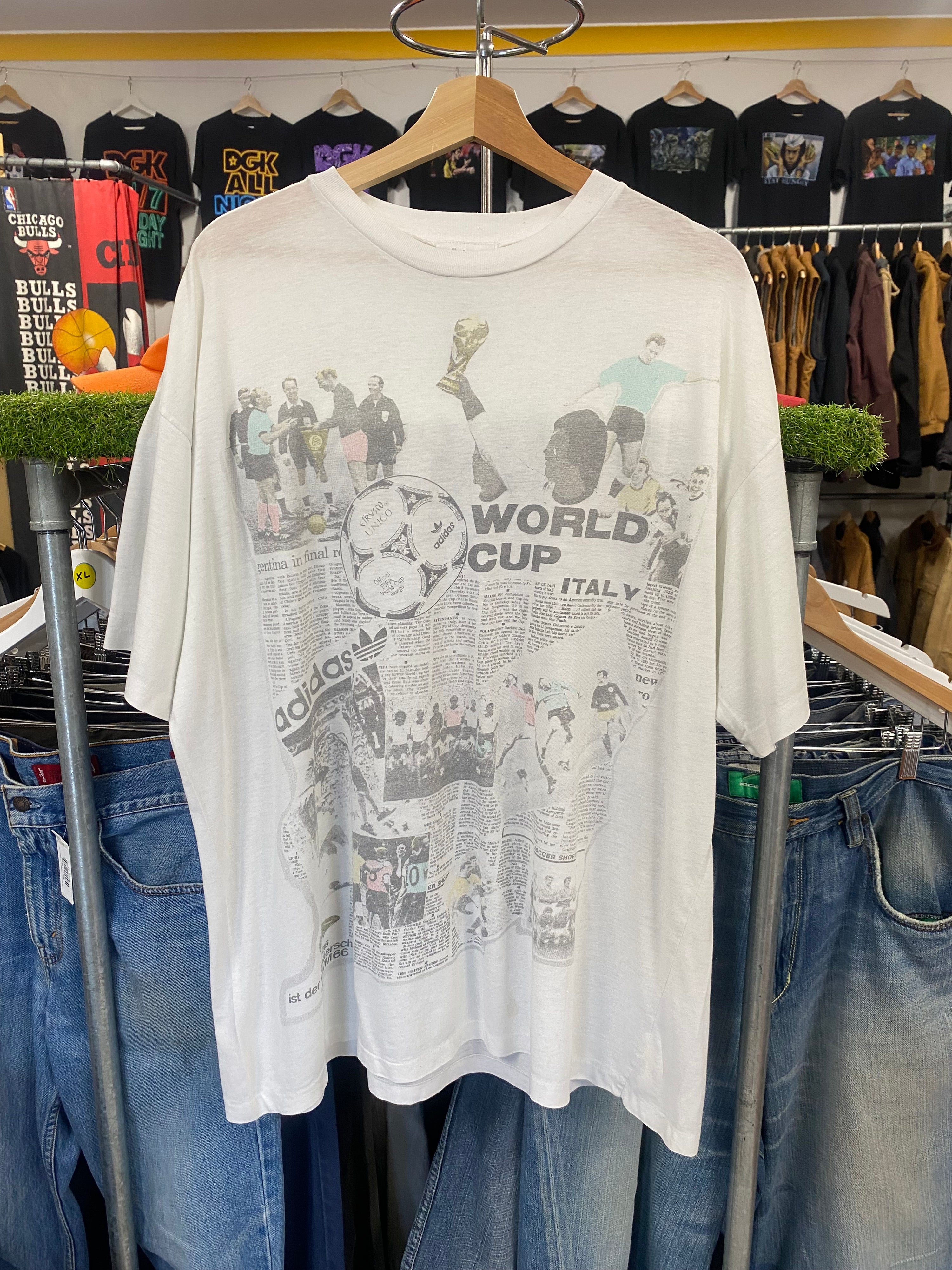 XL - Vintage Adidas World Cup Italy White Tee