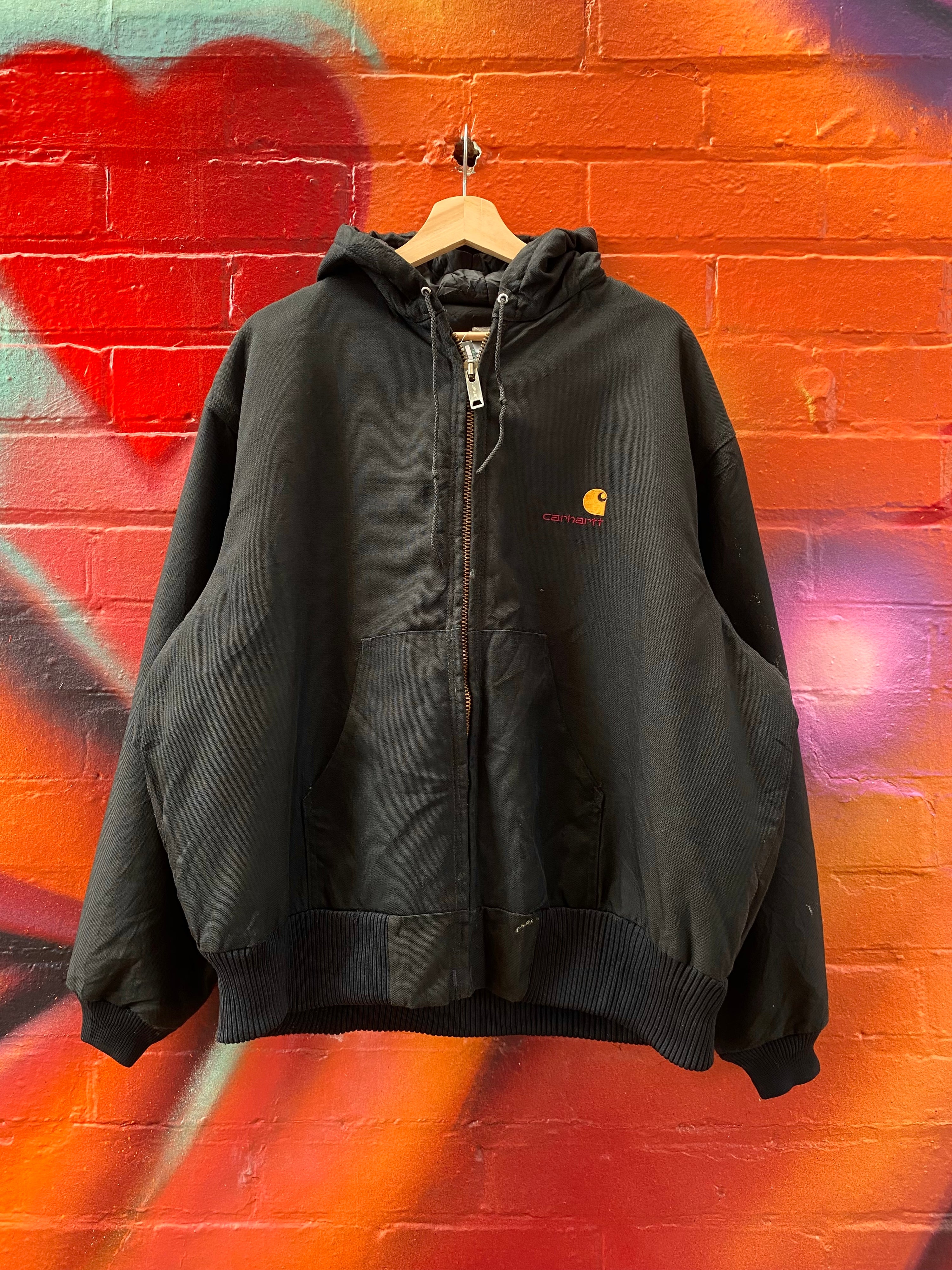 [L] Carhartt Black Active Jacket Embroidered Pocket Logo