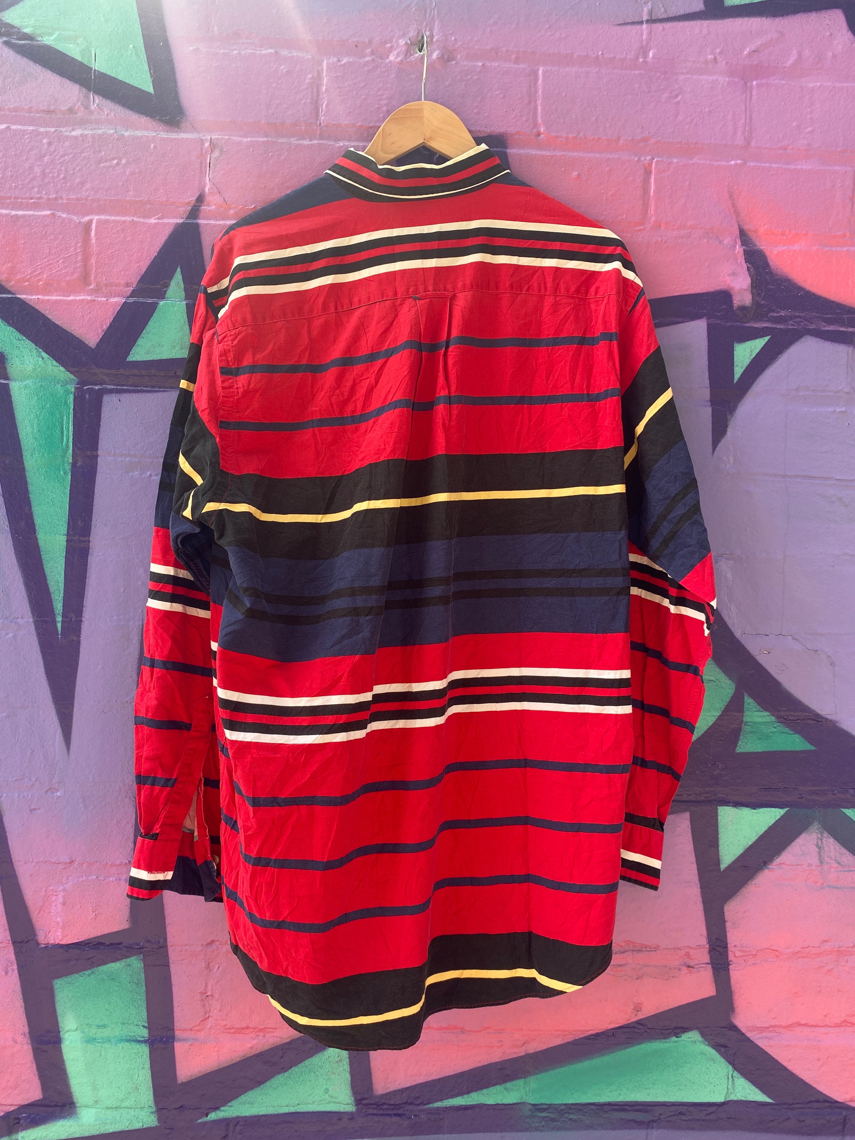 L - Nautica Bright Striped LS Button Up