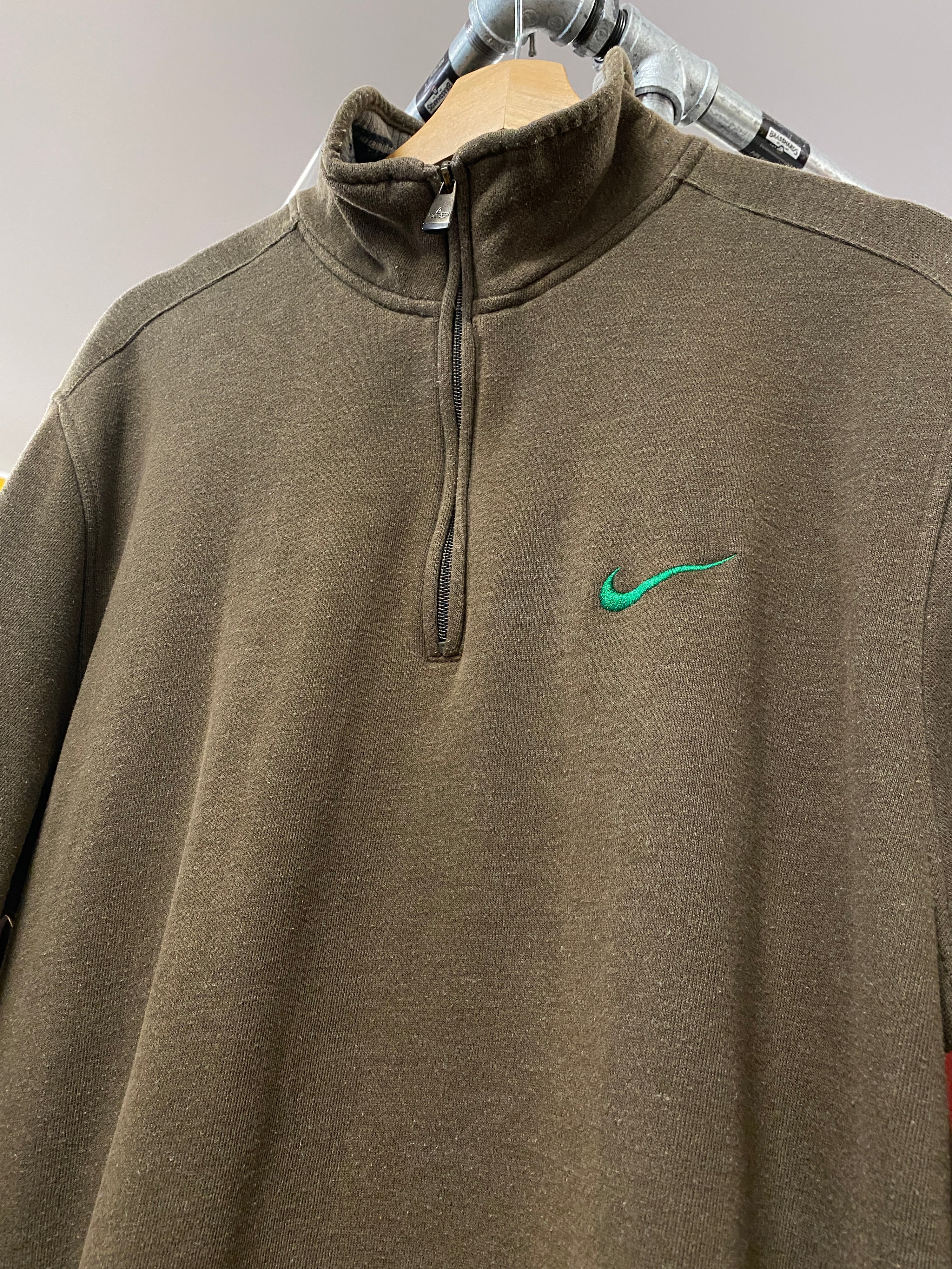 L - Vintage Nike Olive 1/4 Collared Jumper