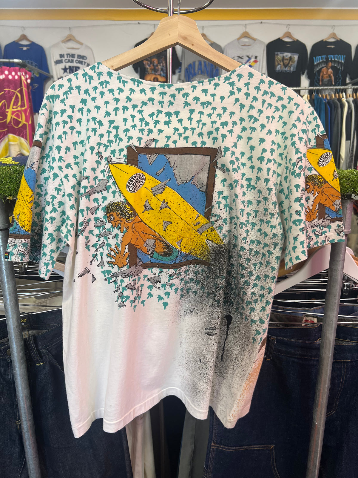 [M] 1980s Rip Curl Surfing All Over Print