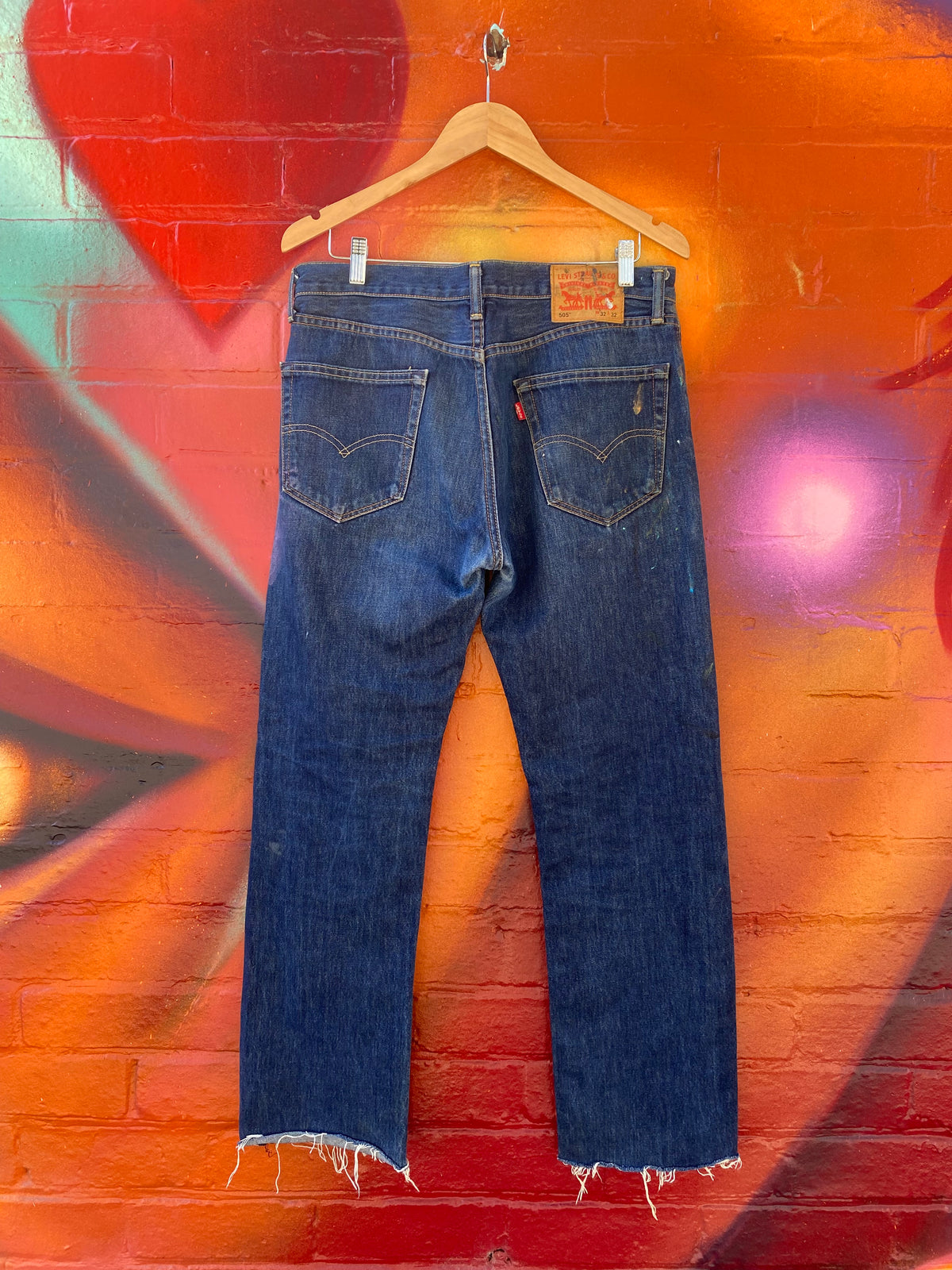 [32] Levi's 505 Blue Denim Jeans Painter Used 32x32