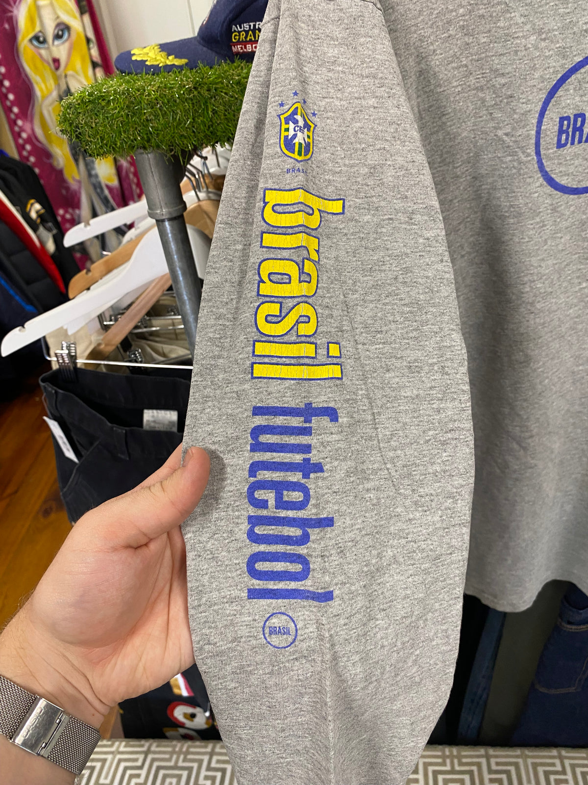 XL - 2000s Nike Brasil Futebol Grey Ls
