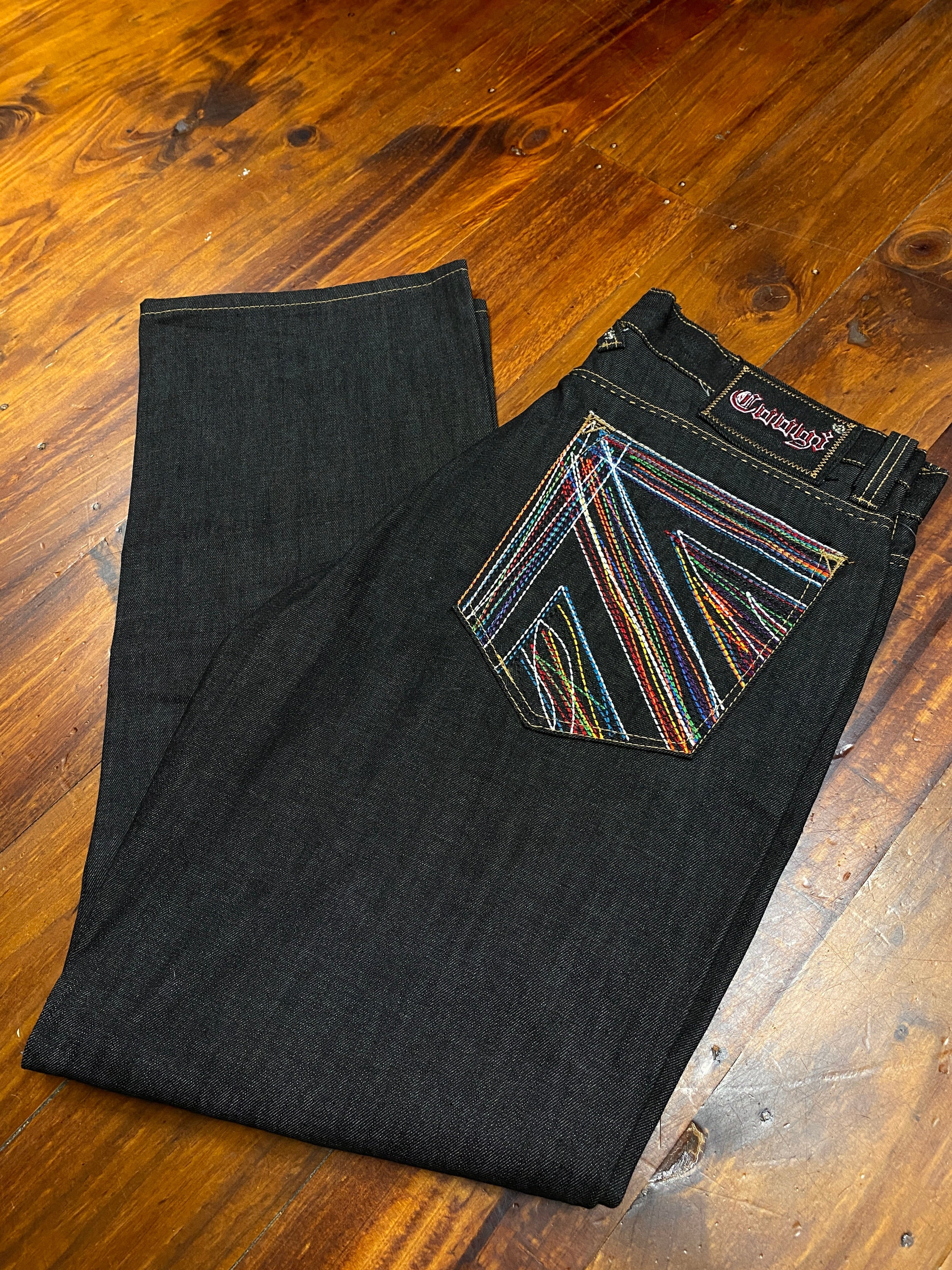 38 - Coogi Heritage Black Denim Baggy Jeans 38x34