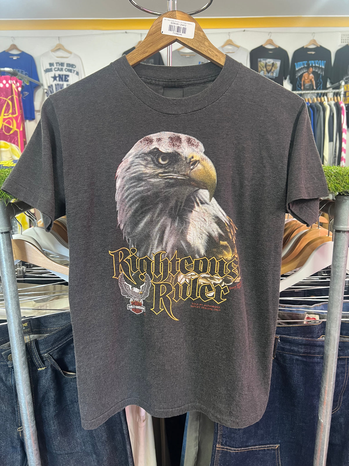 [M] 1980s Harley Davidson 3D Emblem Righteous Ruler Tshirt