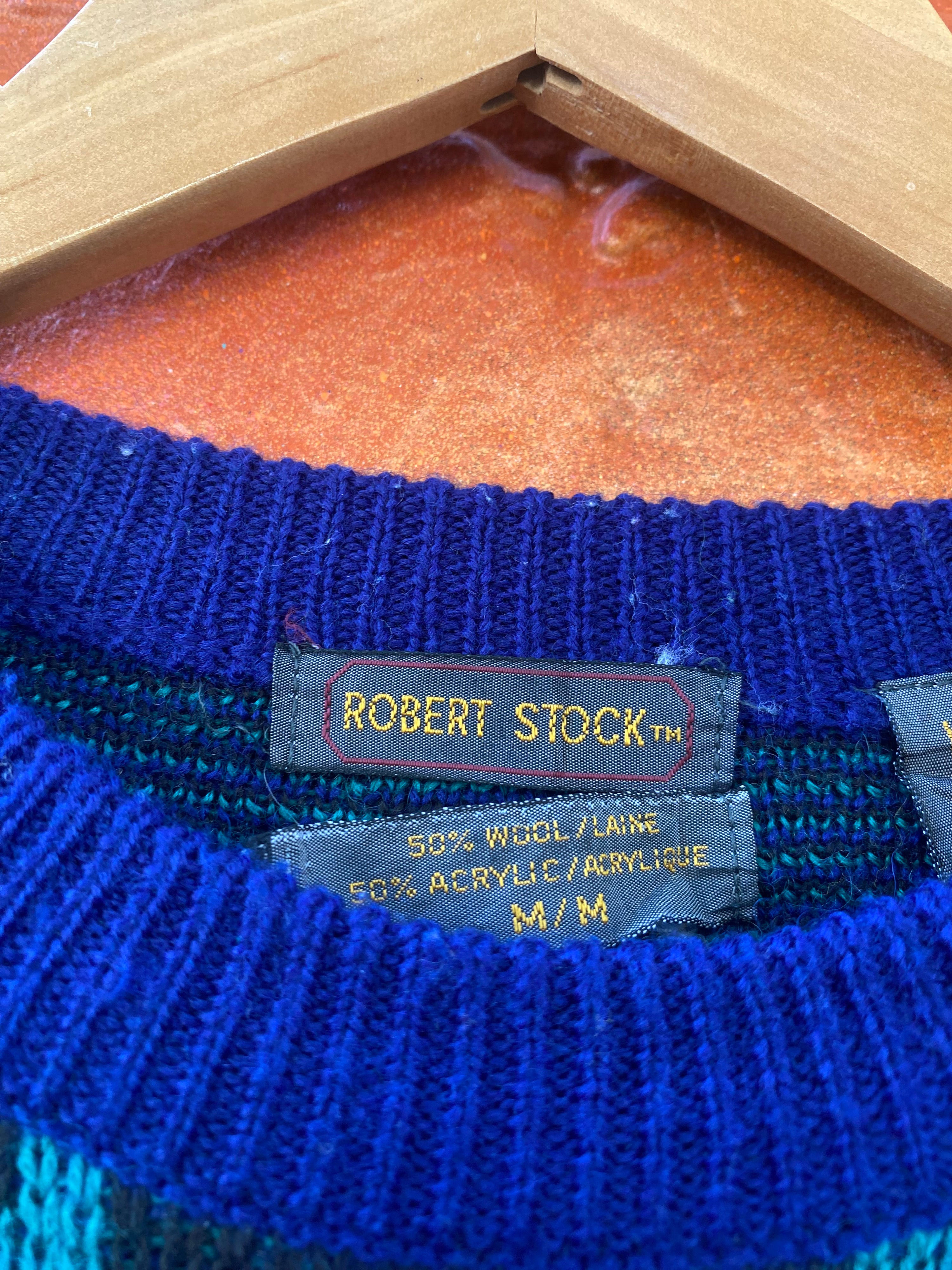 [M] Robert Stock Blue/Black Knit Sweater