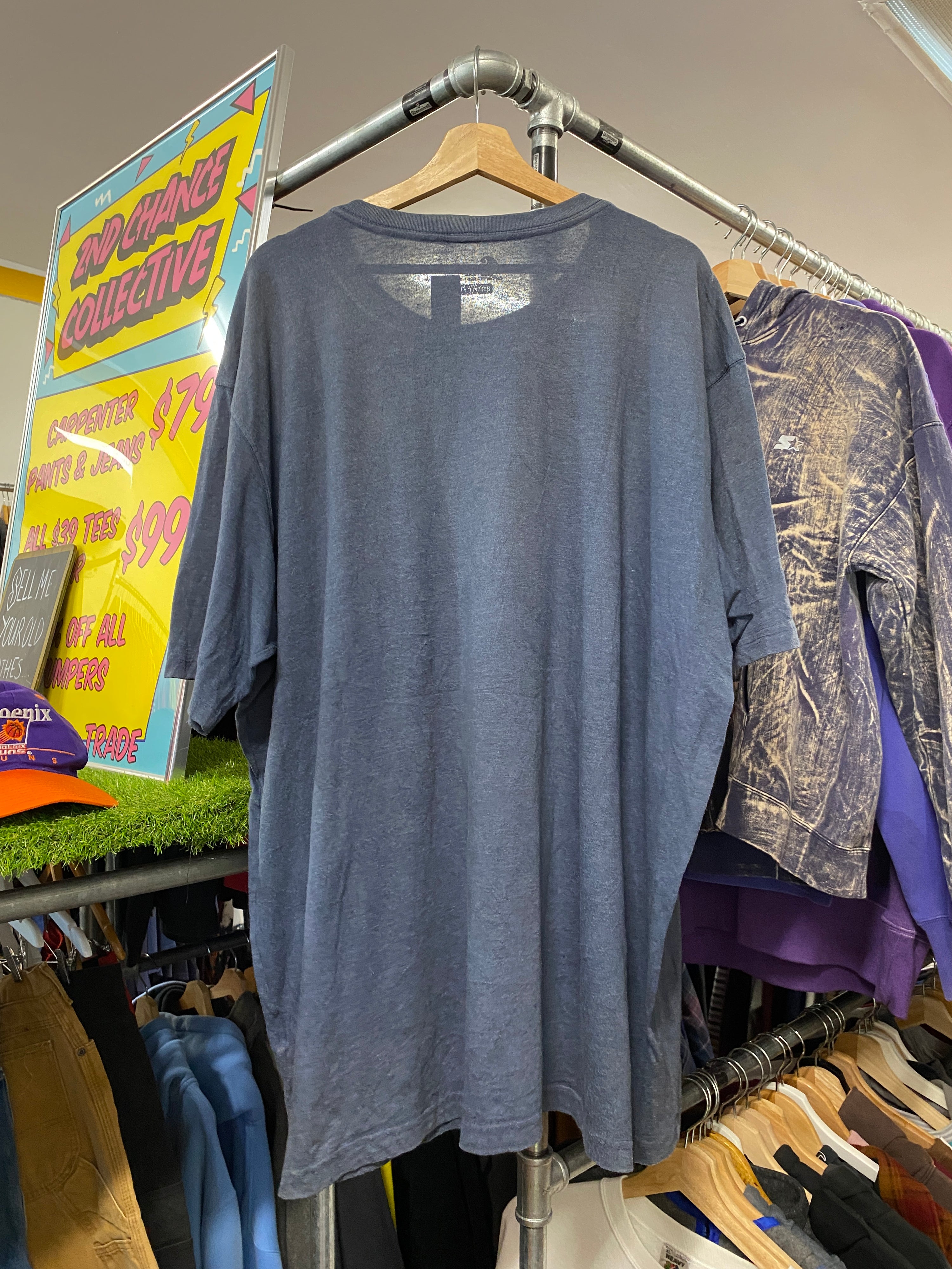 2XL - Carhartt Logo Spellout Steel Blue Tee