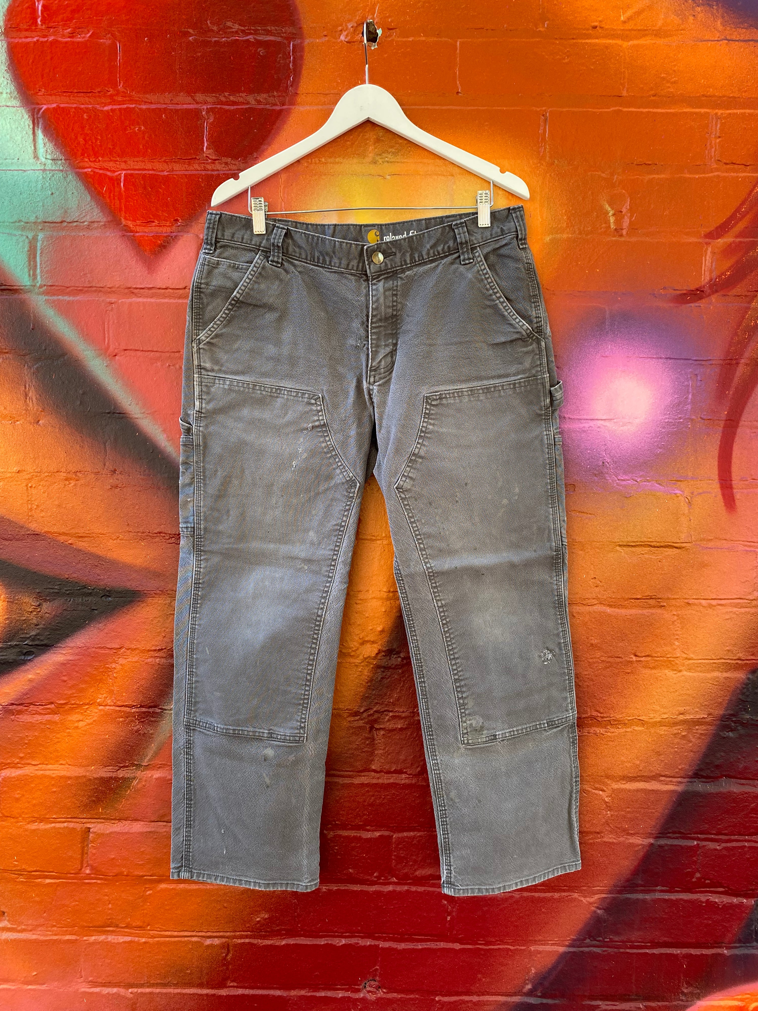 [36] Carhartt Grey Double Knee Pants 36x30