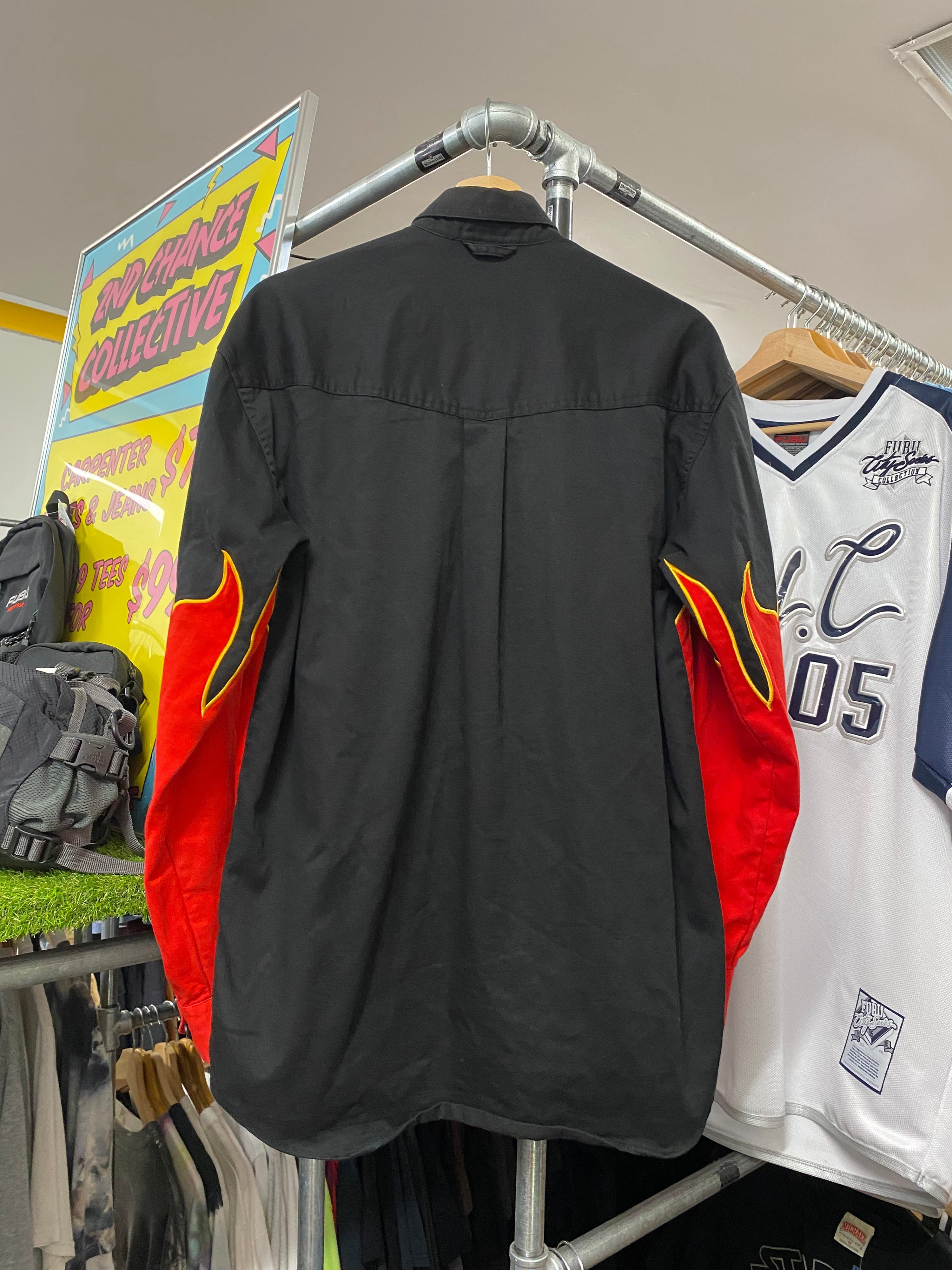 S - Flame Sleeve LS Button Up