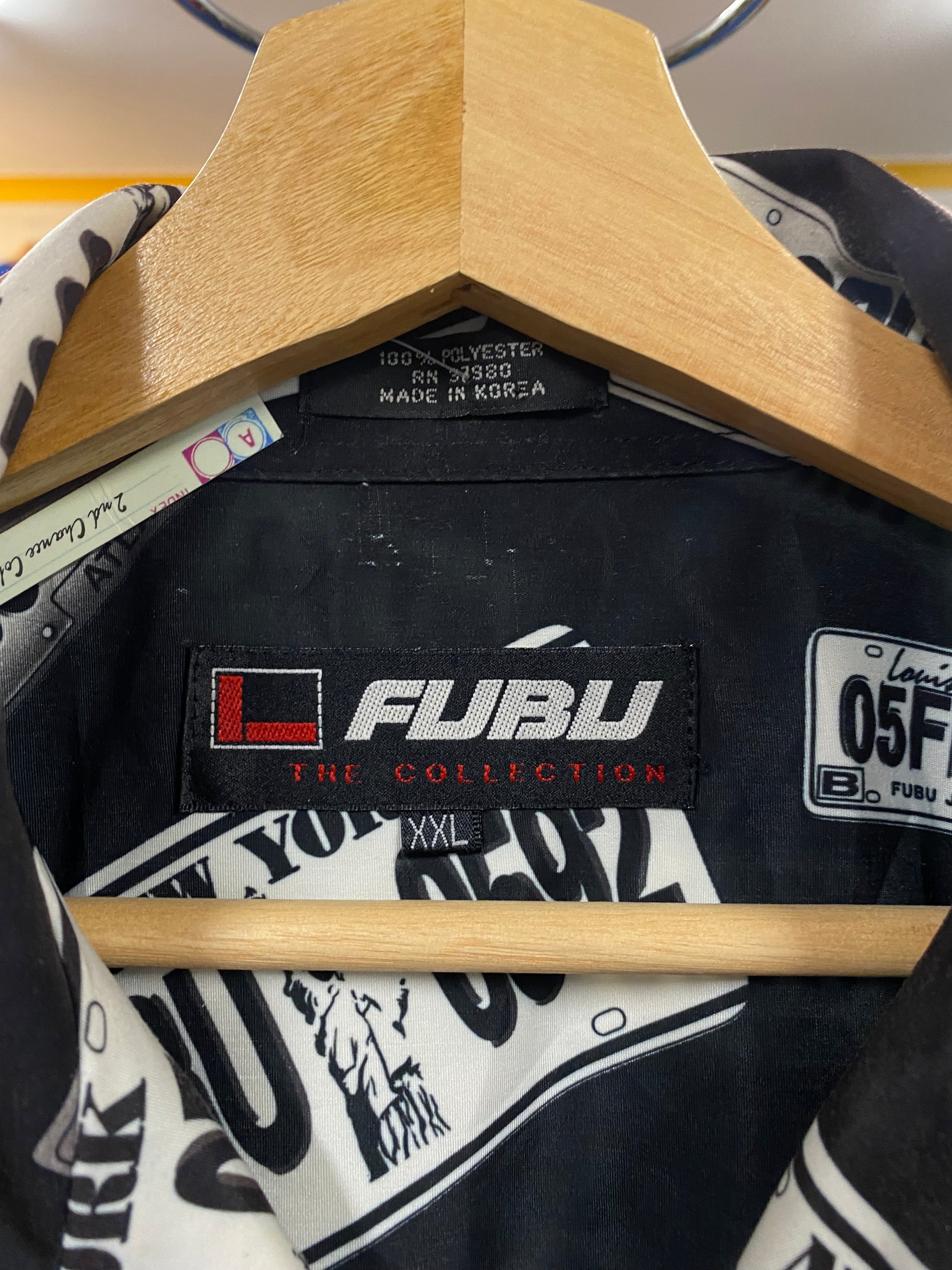 [2XL] Vintage FUBU Number Plate All Over Print SS Button Up