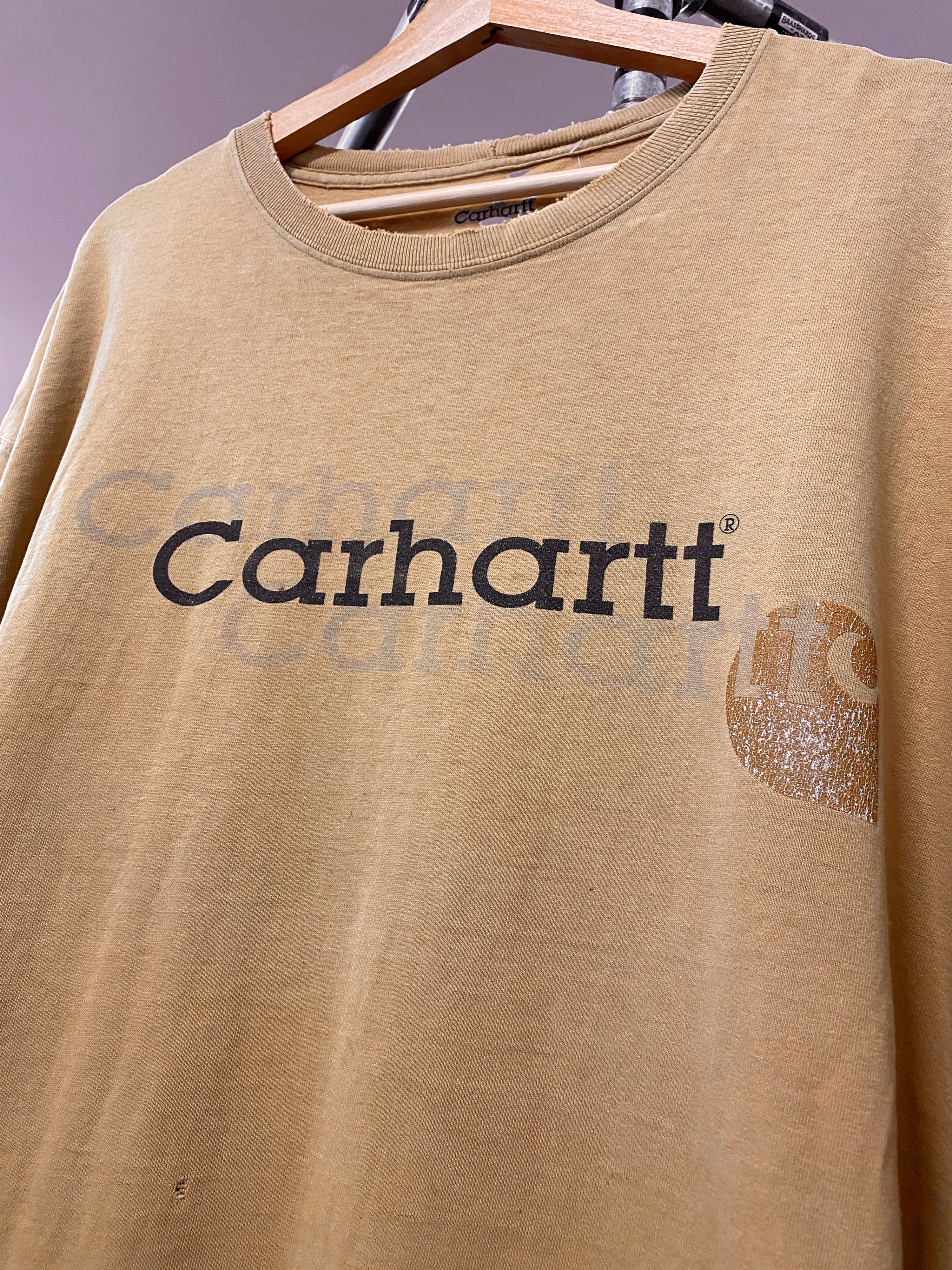 XL - Carhartt Thrashed Shadow Spellout Khaiki DS Tee
