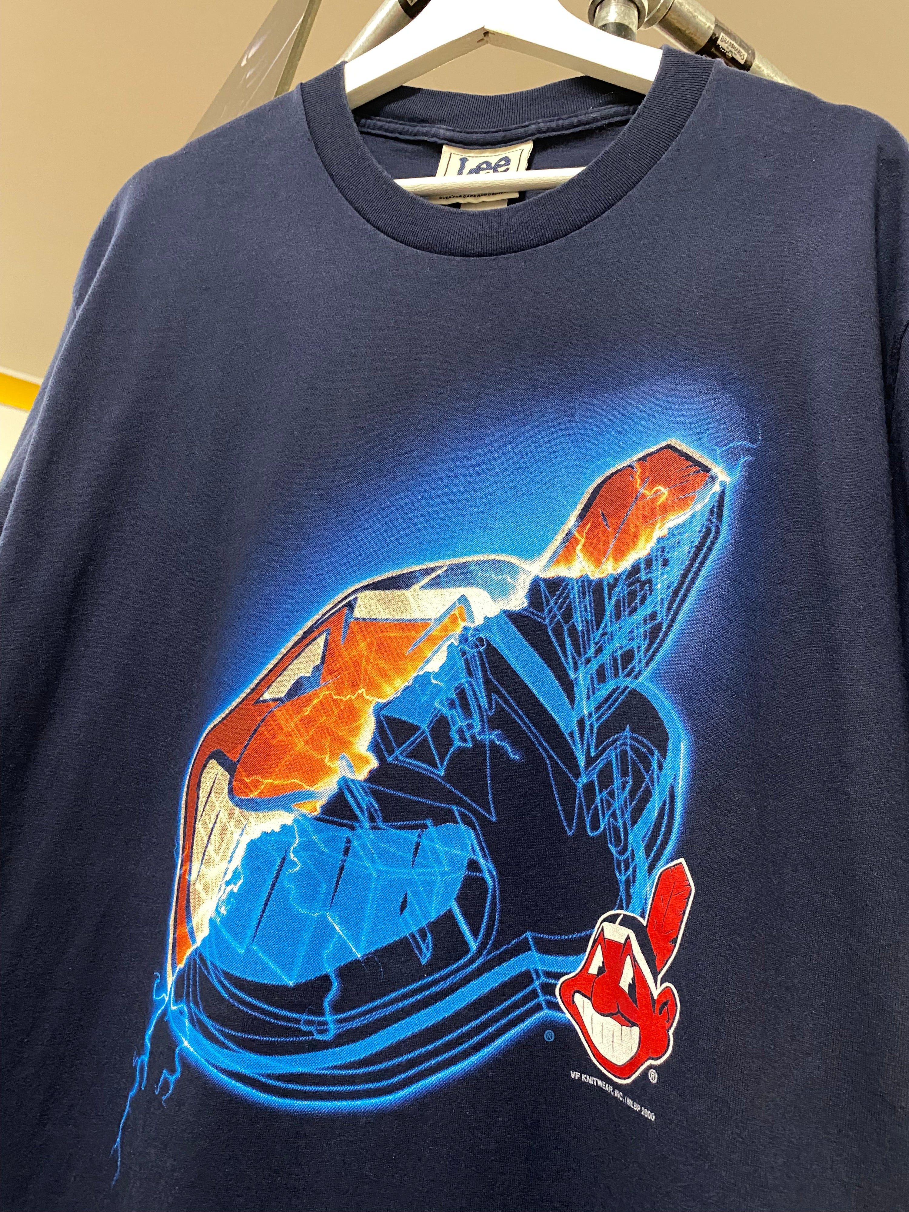 L - 2000 Cleveland Indians Electric Xray 1/2 Face Blue Tee