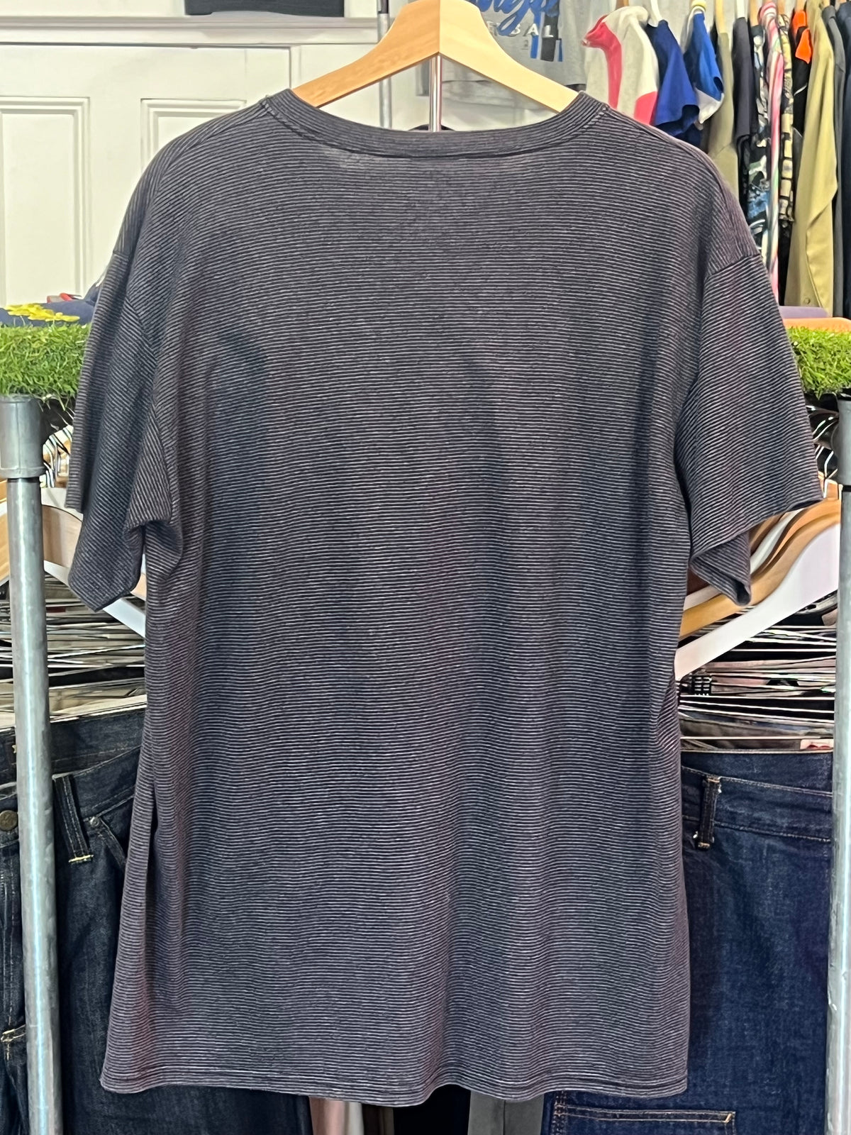 XL - Vintage Nike Air Black/Grey Striped Tshirt