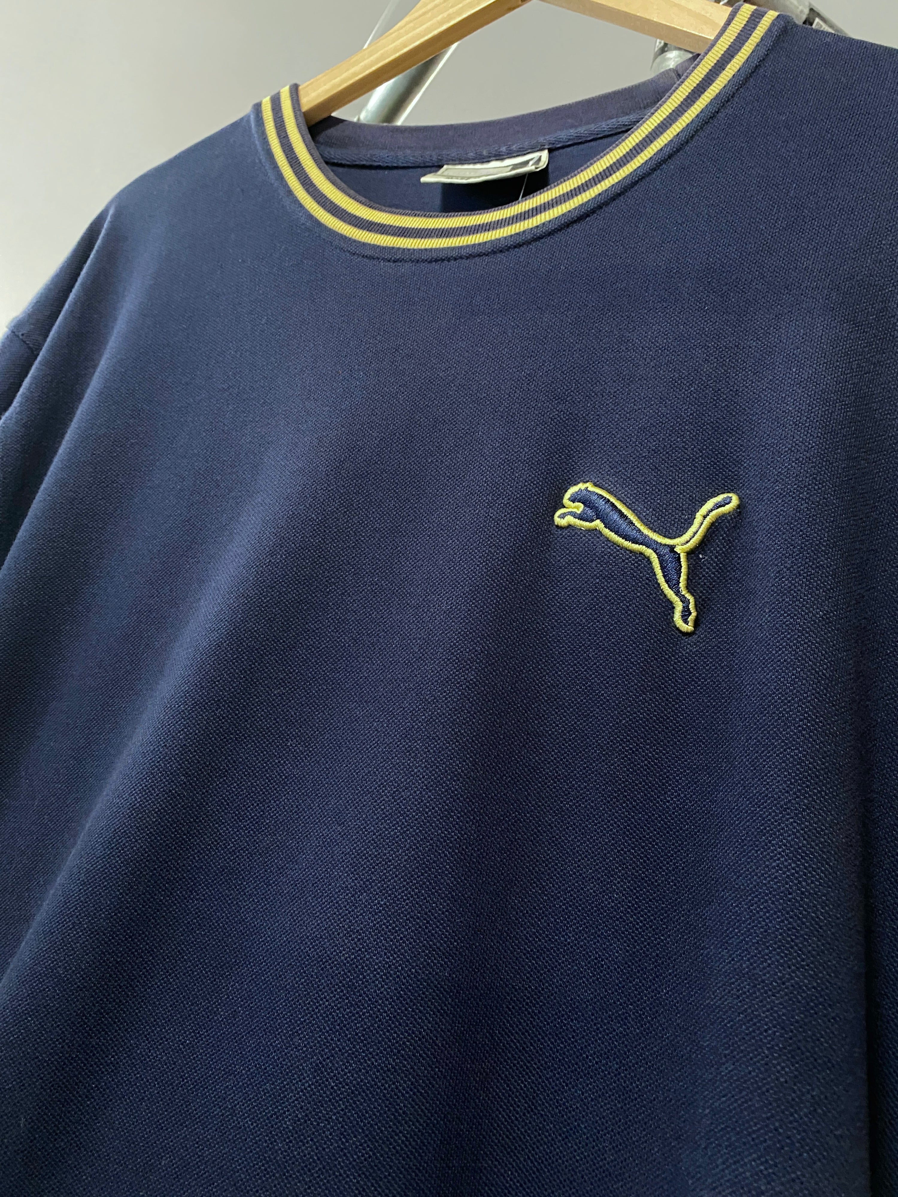 L - Vintage Puma Gold Collared Tee