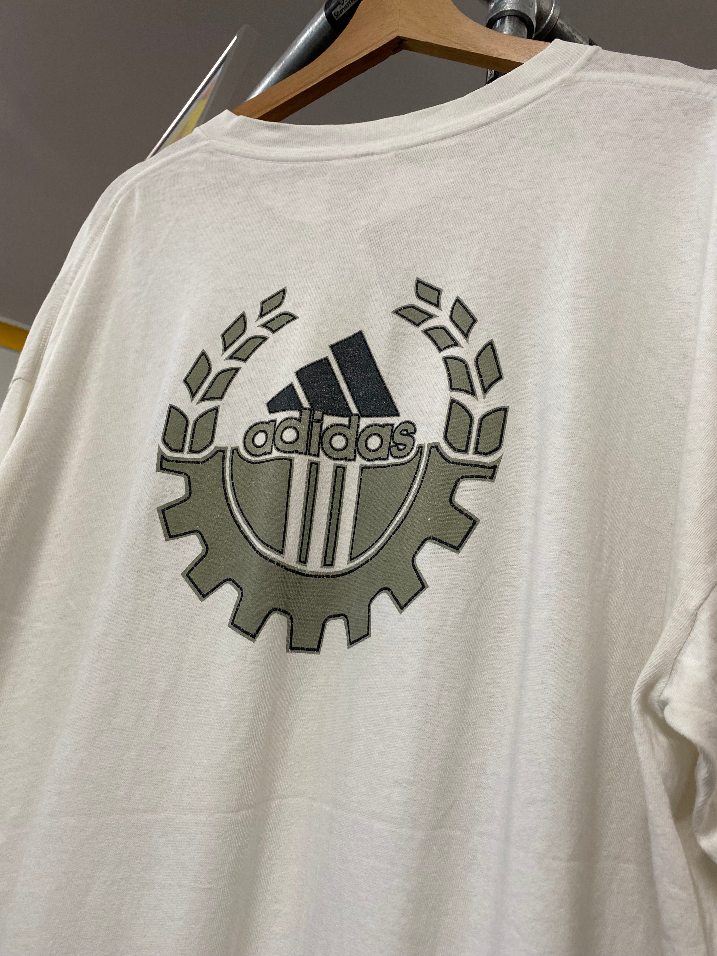XL - Adidas Gear & Leaves Grey Logo DS White Tee