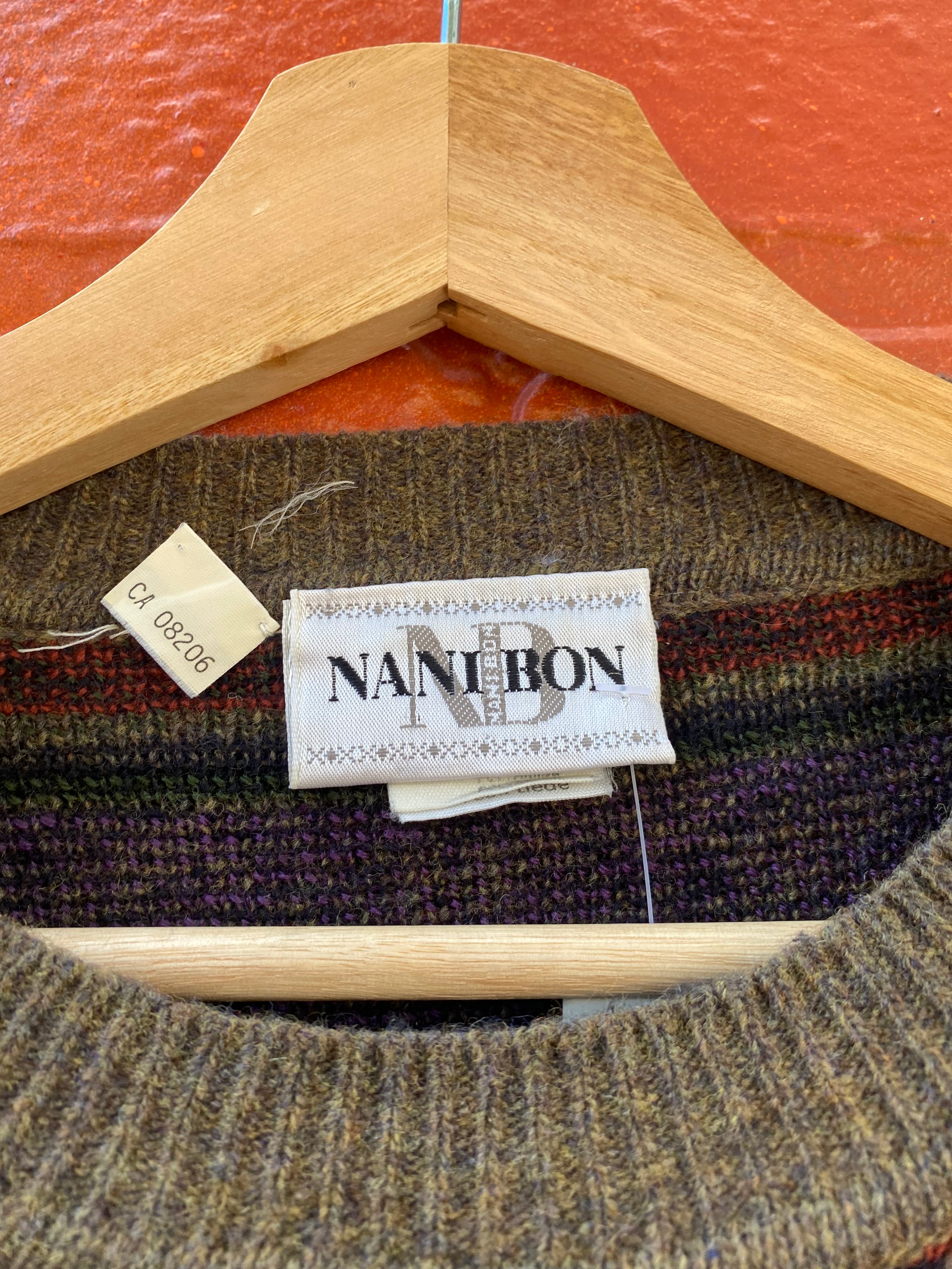 [M] Nani Bon Green Teardrop Design Knit Sweater