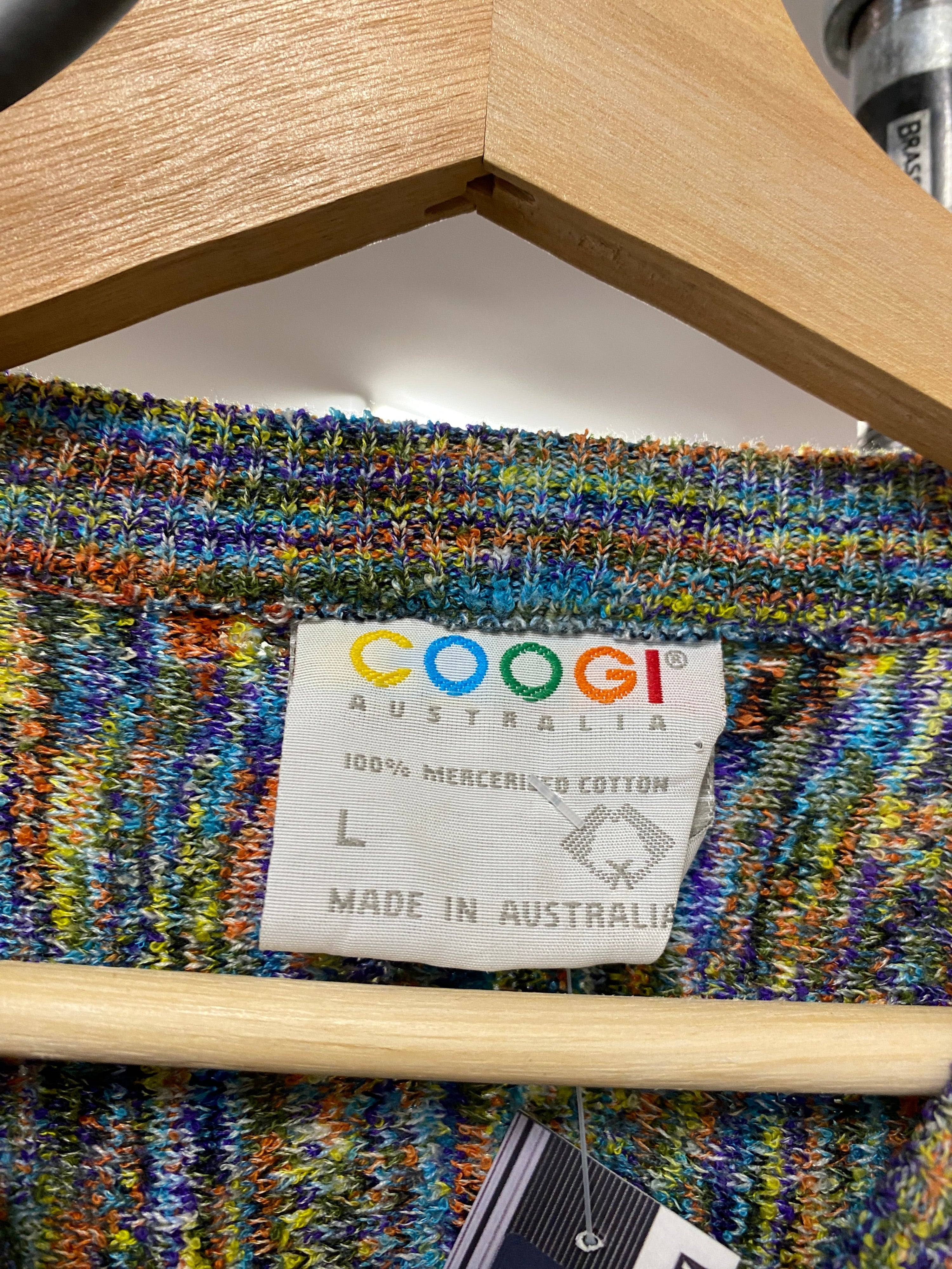 L - Vintage Coogi Static Rainbow Vertical Mercerised Cotton Jumper