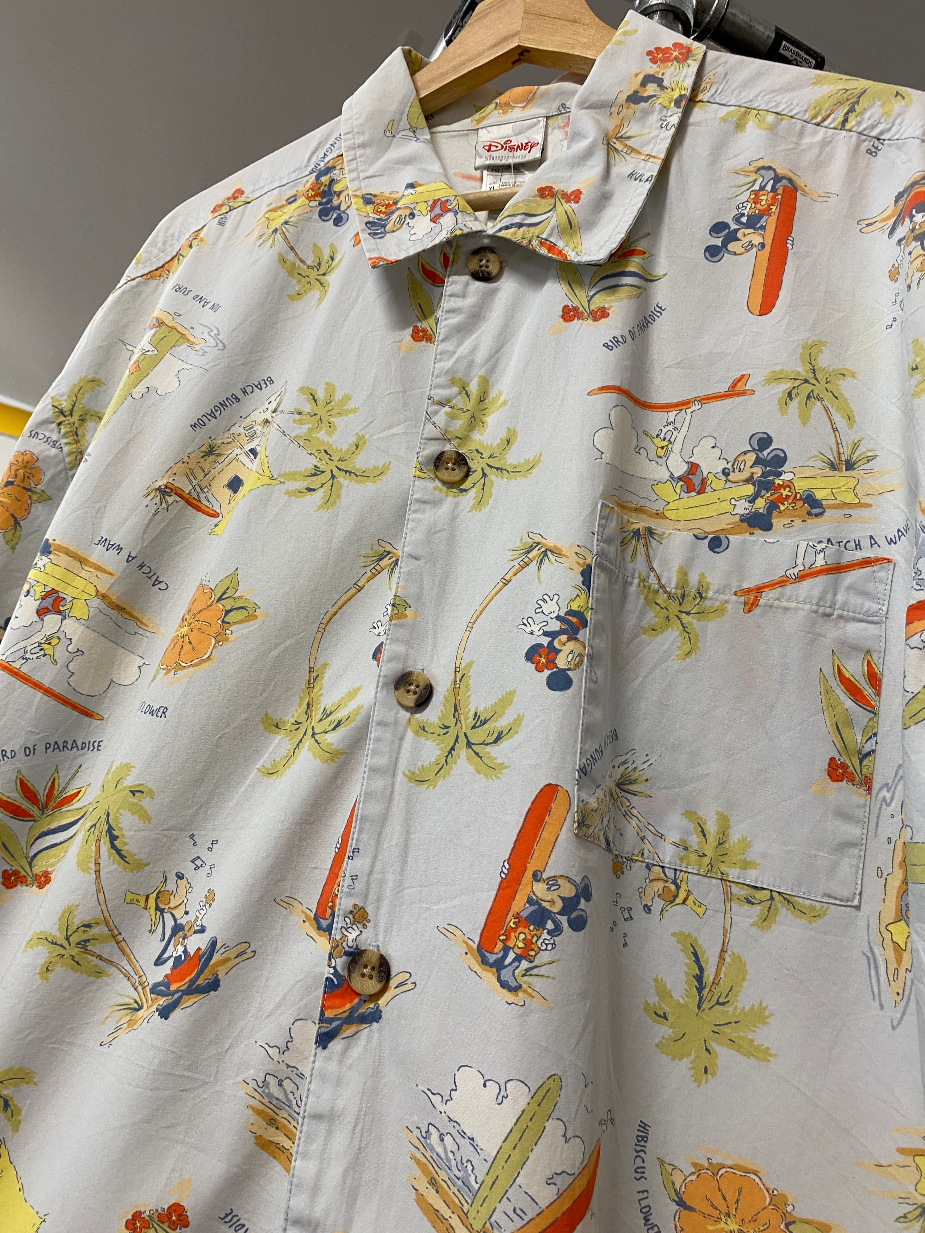 XL - Mickey & Friends Floral Button-up