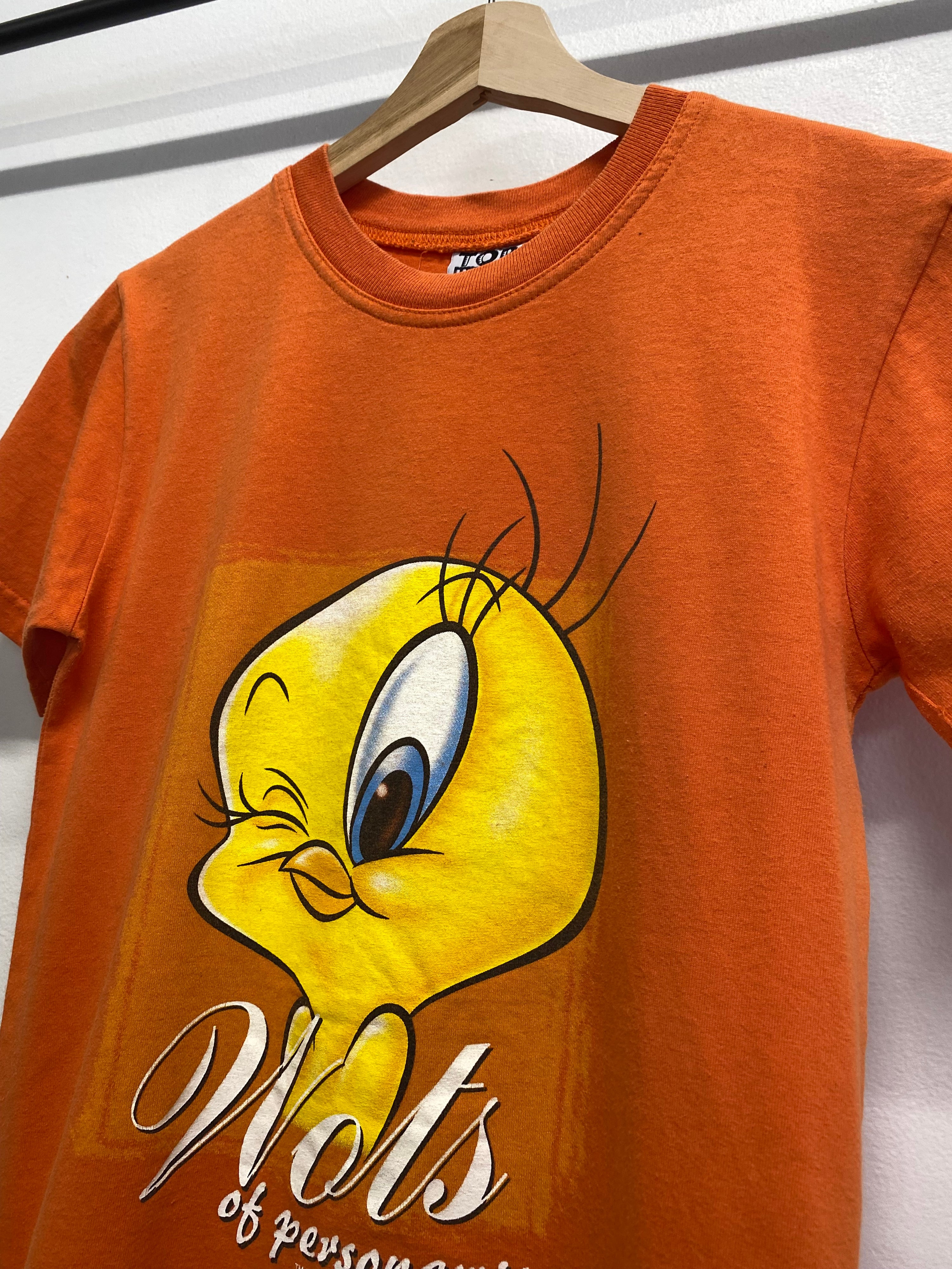 [S/M] 2000 Tweety: Wots Of Personality Orange Tee