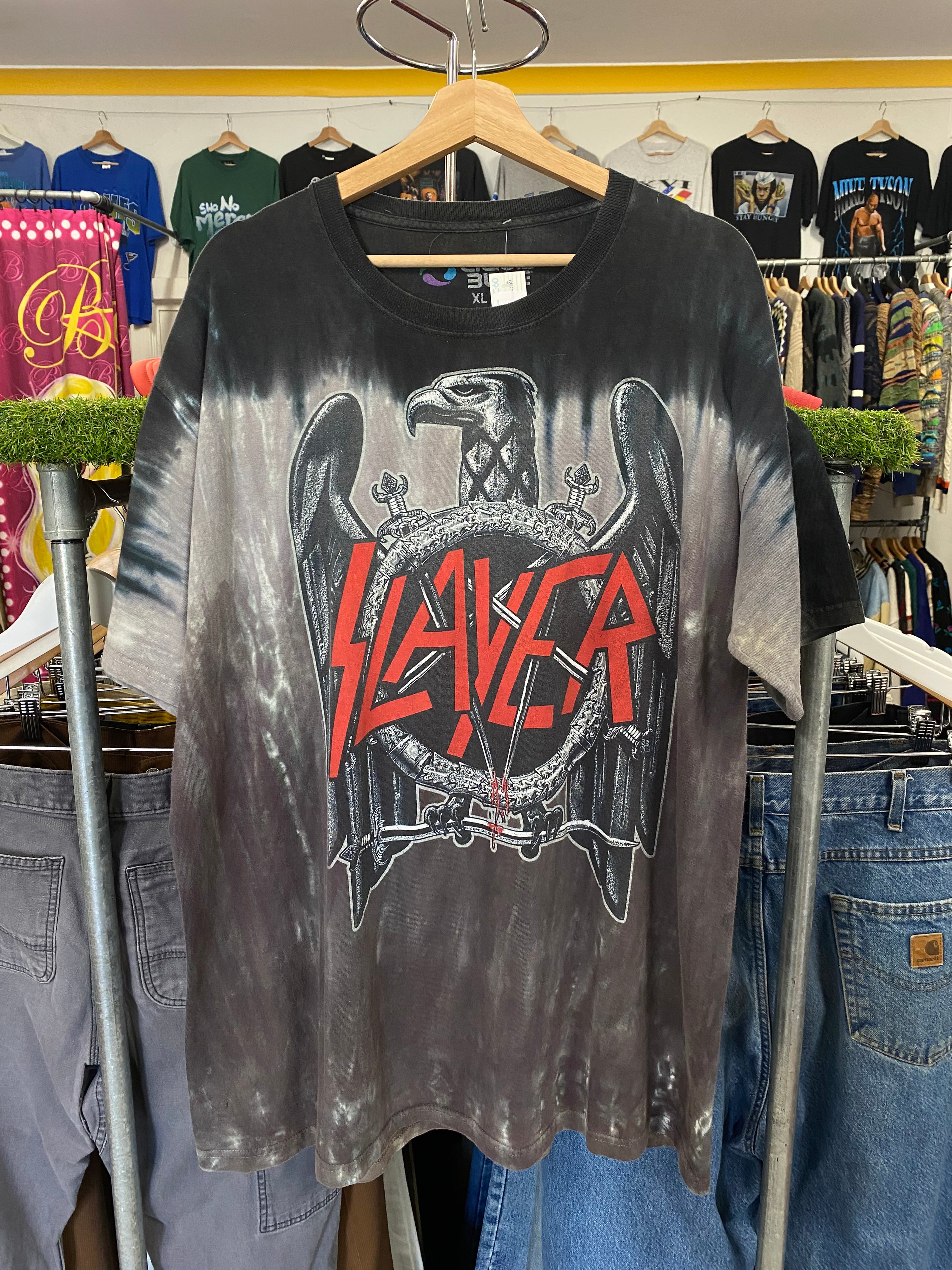 [XL] Liquid Blue SLAYER Grey Tie Dye Tshirt