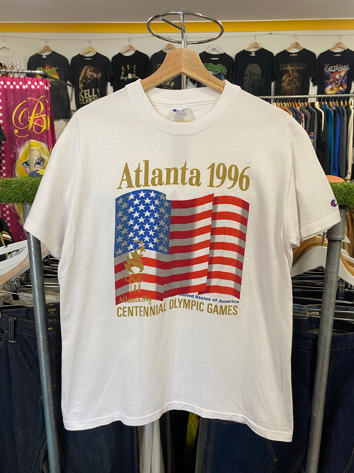[M] 1996 Atlanta Olympic Games Flag White Tshirt
