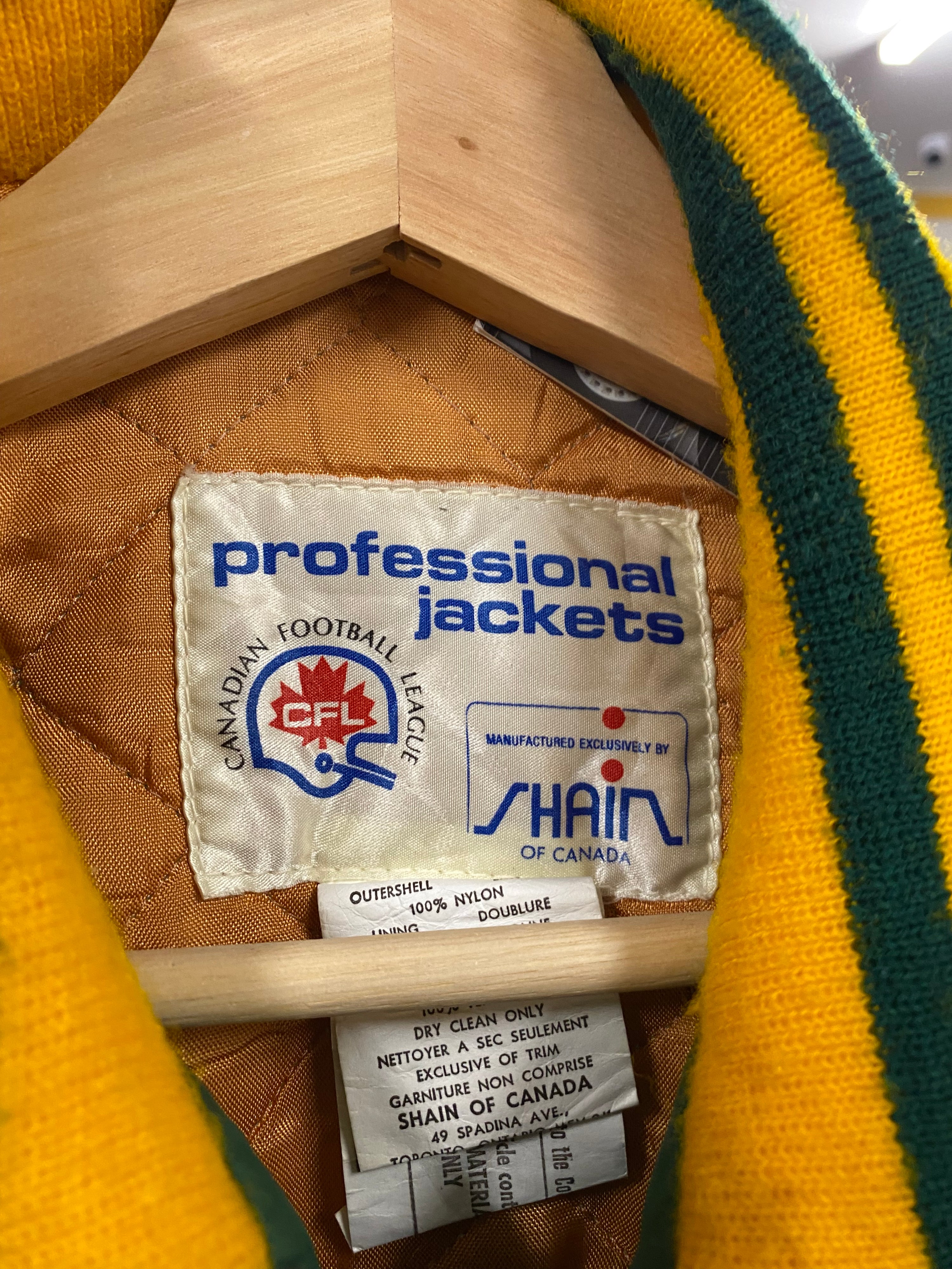 S/M - 1980s Green/Yellow Canadian Football League Bomber Jacket