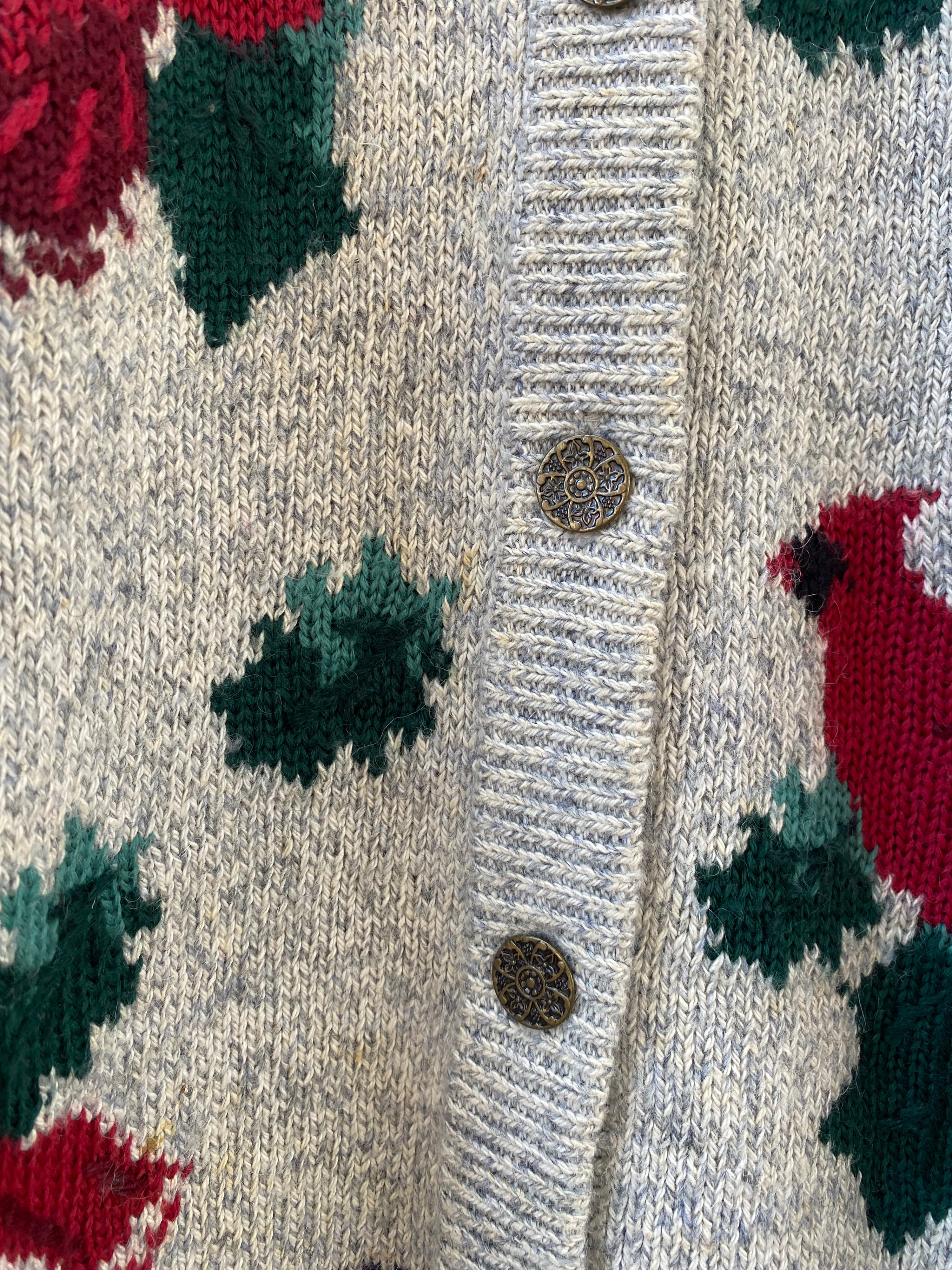 [M] Northern Treasures Red Cardinal Birds Cardigan