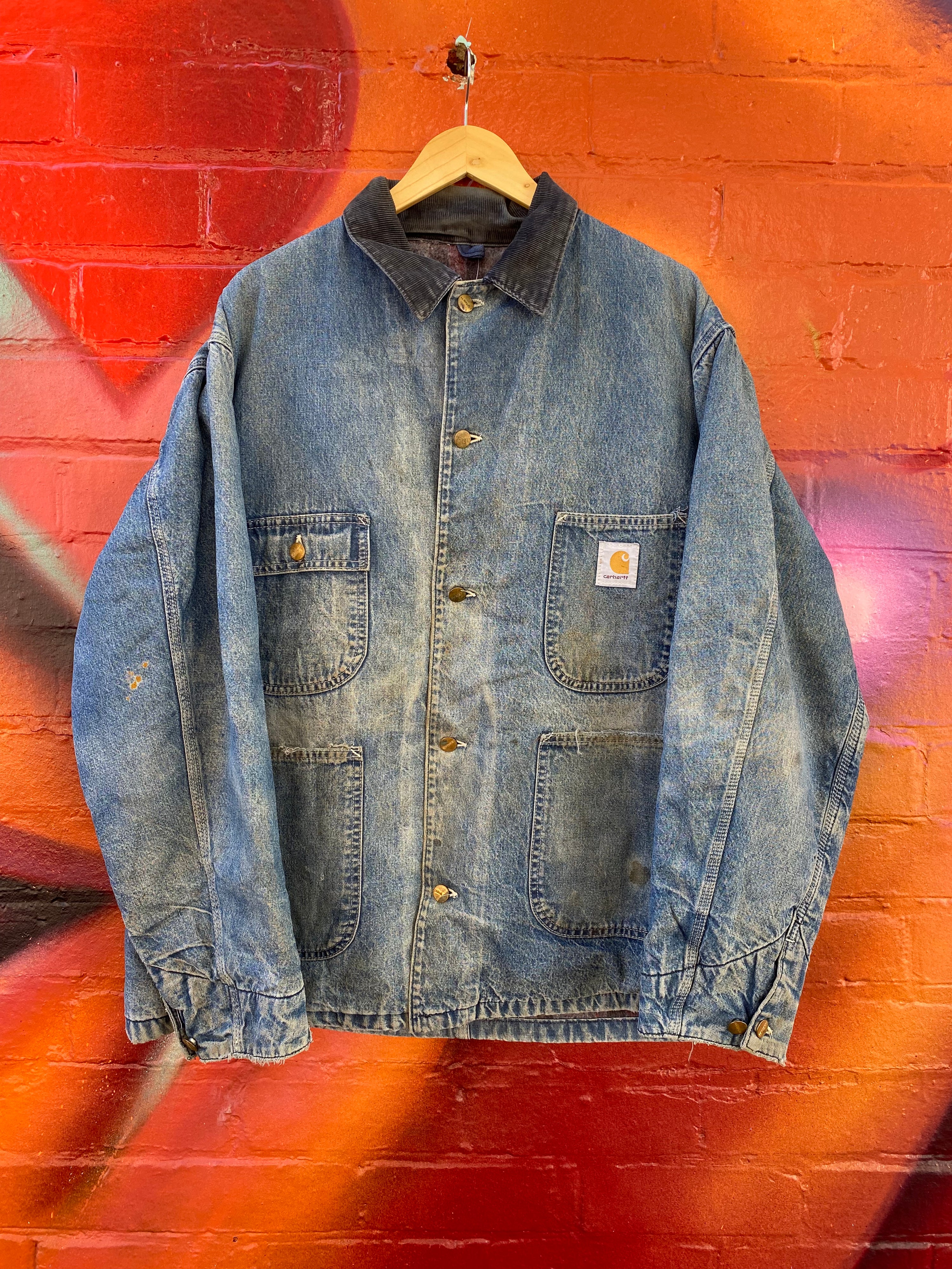 [XL] Vintage Carhartt Denim Blanket Lined Chore Jacket