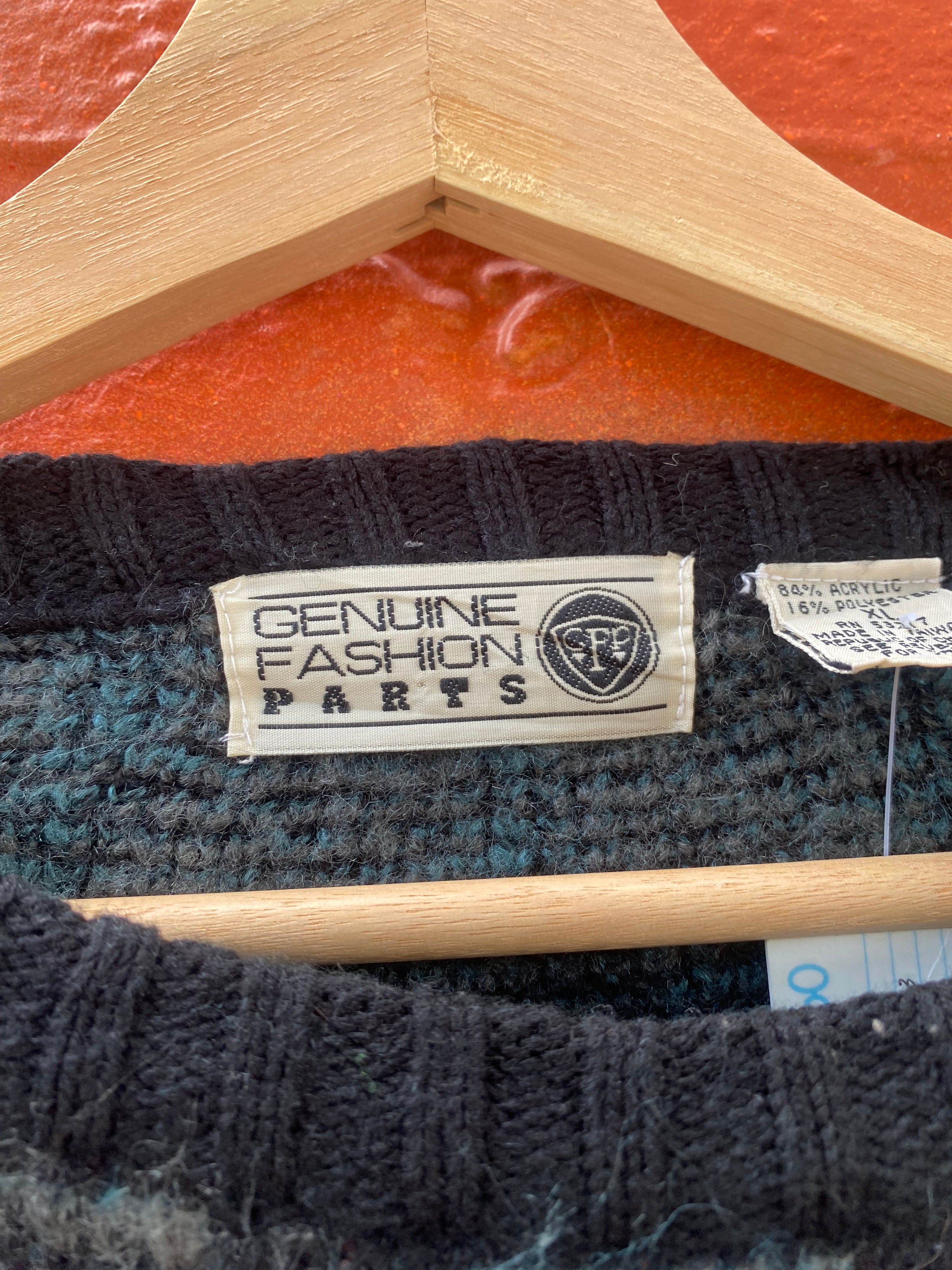 [XL] Genuine Fashion Black/Gey/Teal Knit Sweater