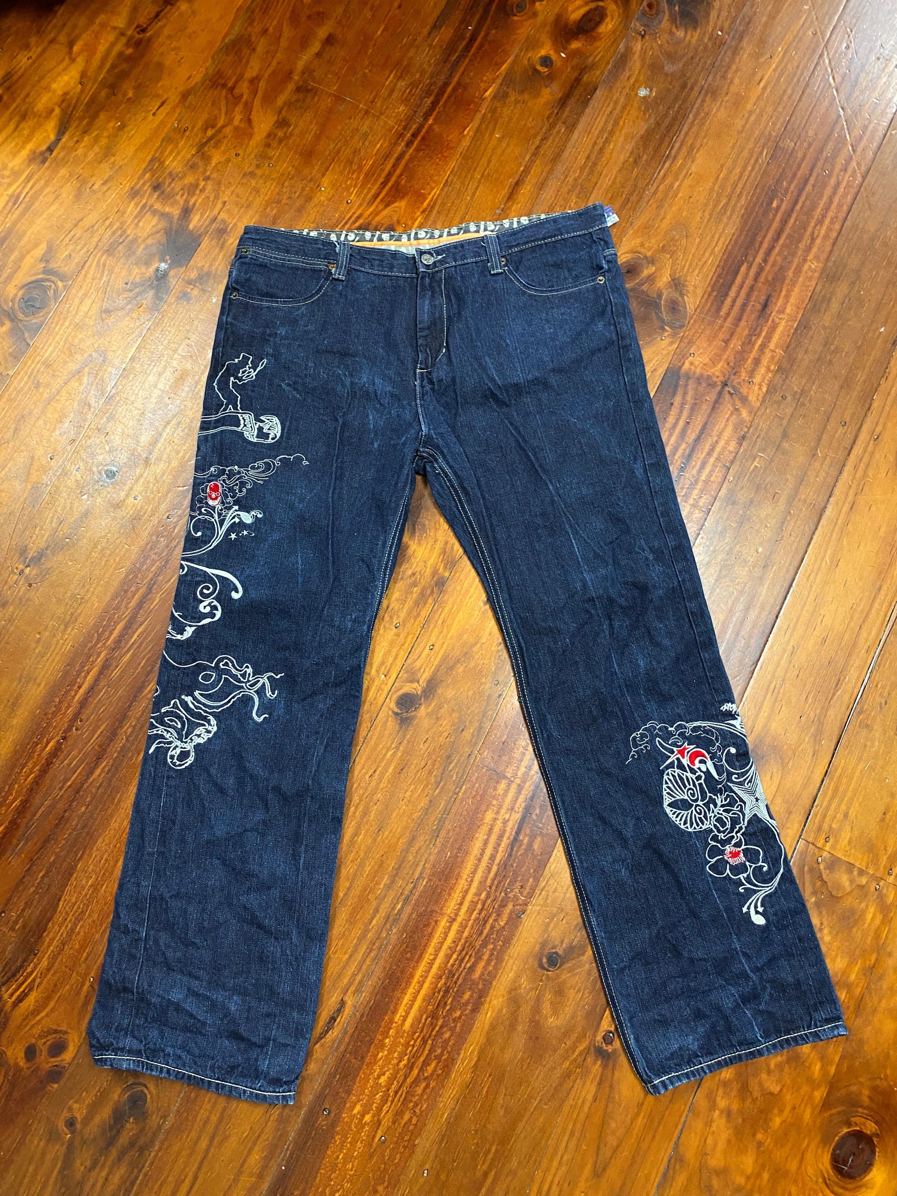 40 - Artful Dodger 2000s Heavily Embroidered Jeans