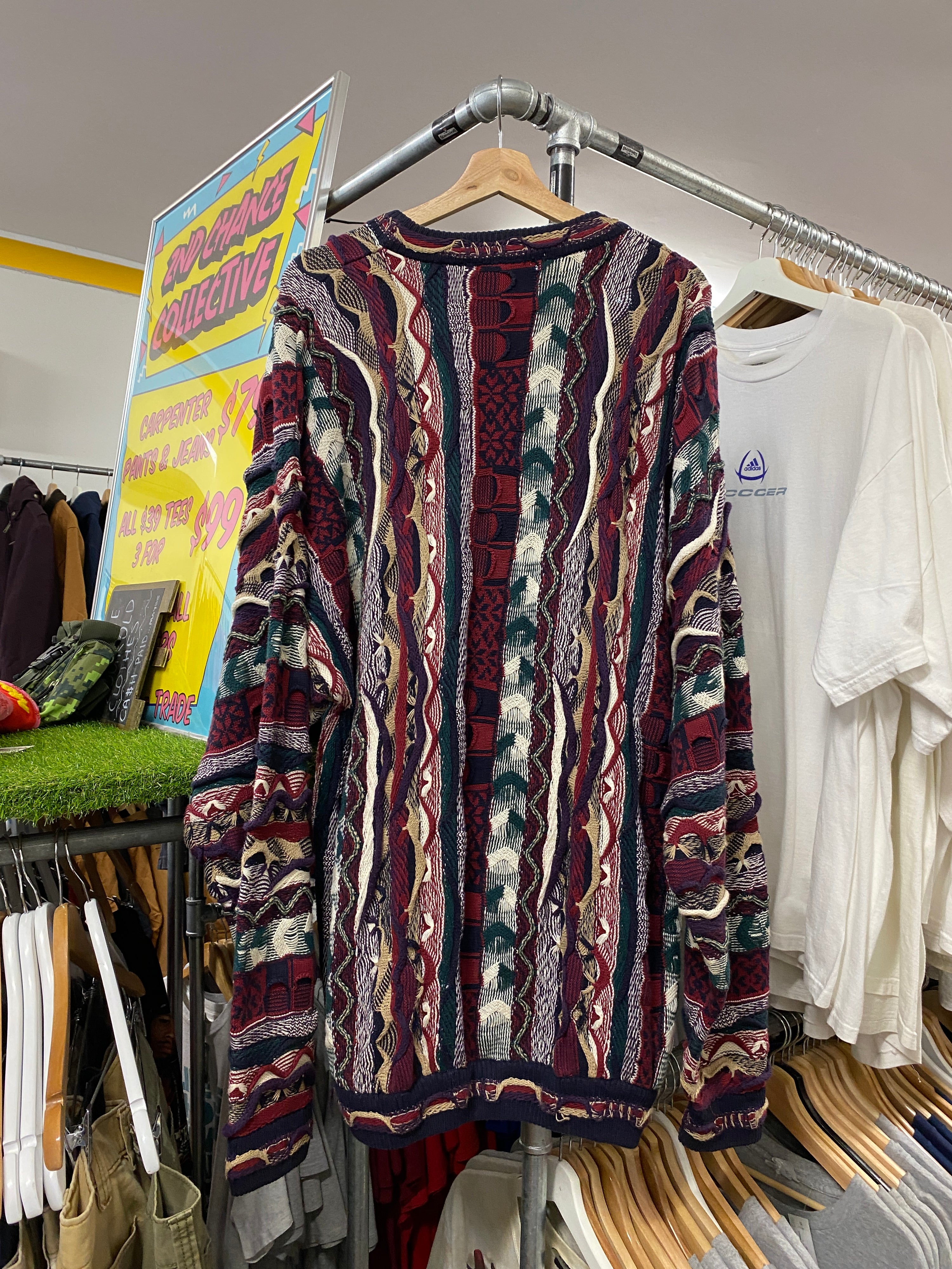 XL - Vintage Coogi Purple/Red Heavy Wool Jumper