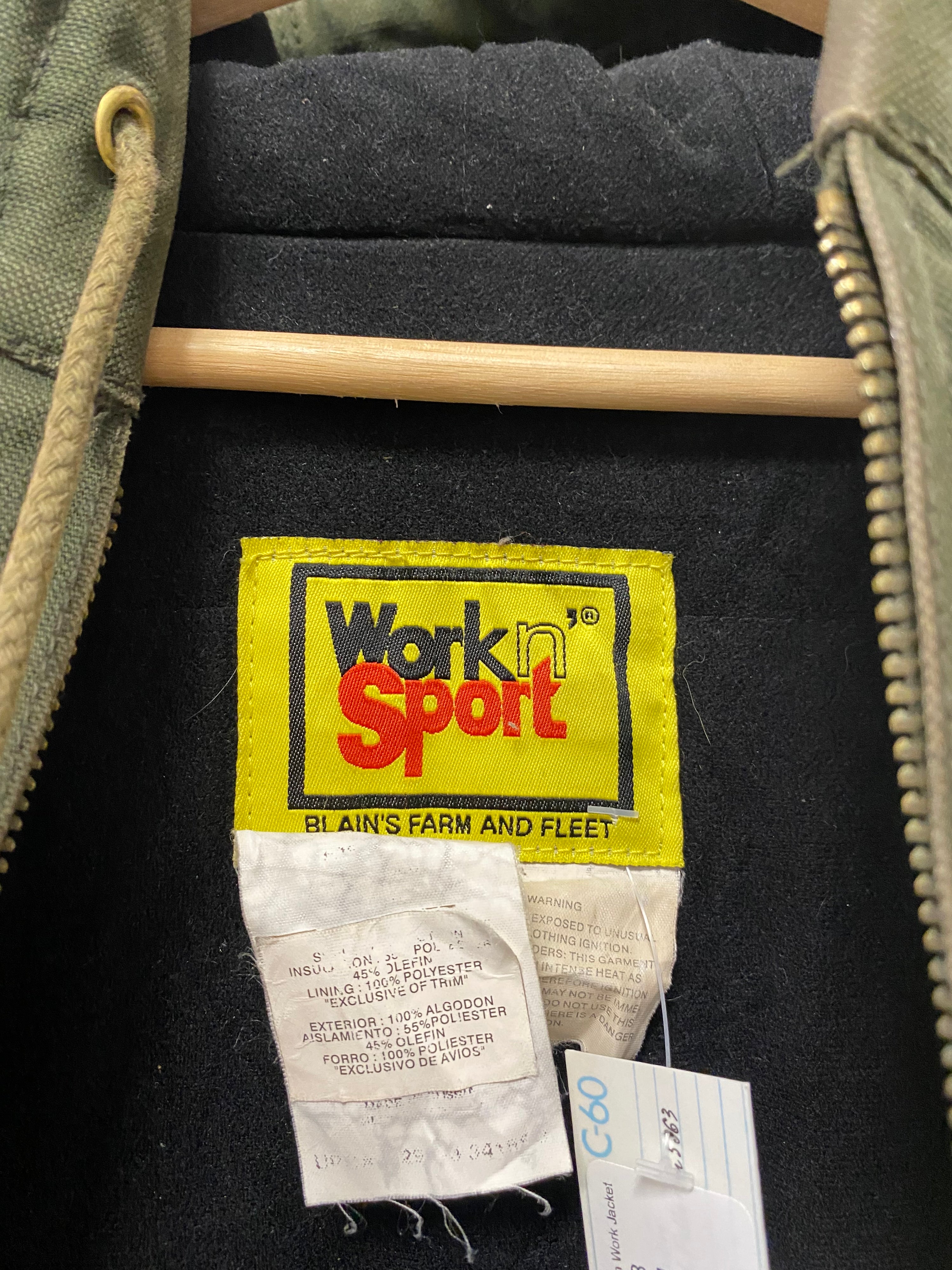[2XL] Vintage Canvas Hooded Green Work Jacket