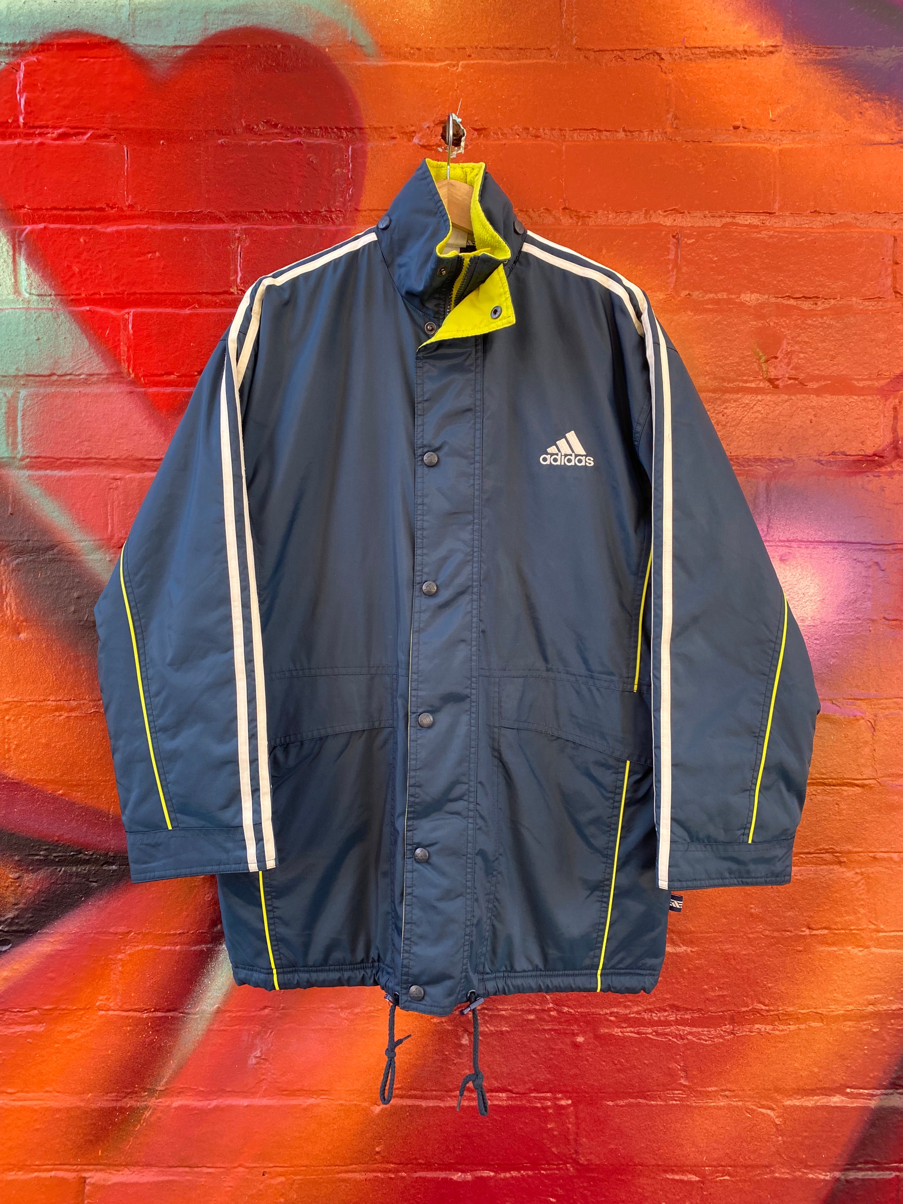 [XL] Adidas Navy with Yellow/White Accents Winter Coat
