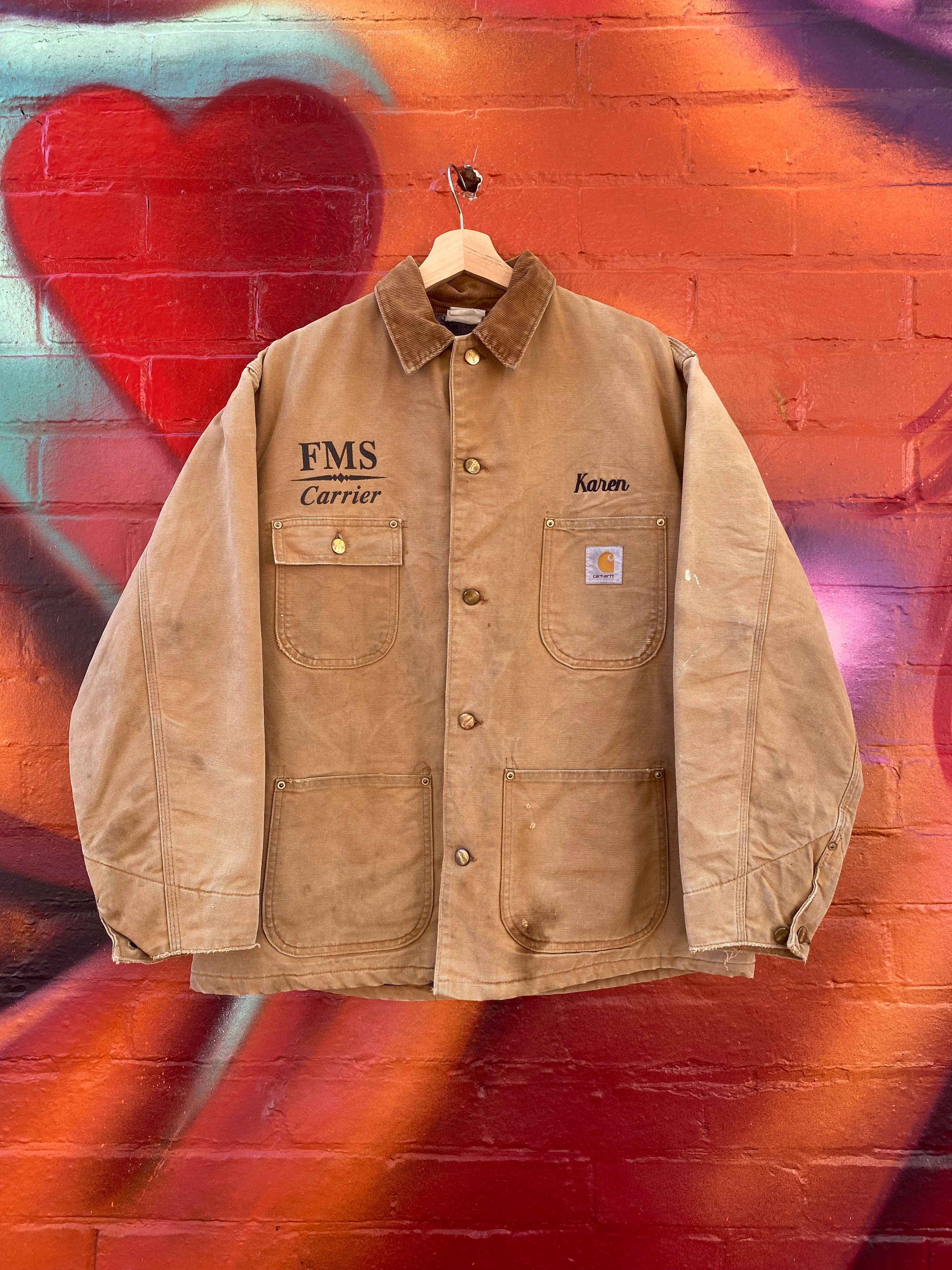 [L] Vintage Carhartt Brown Chore Jacket 'FMS Carrier: Karen'