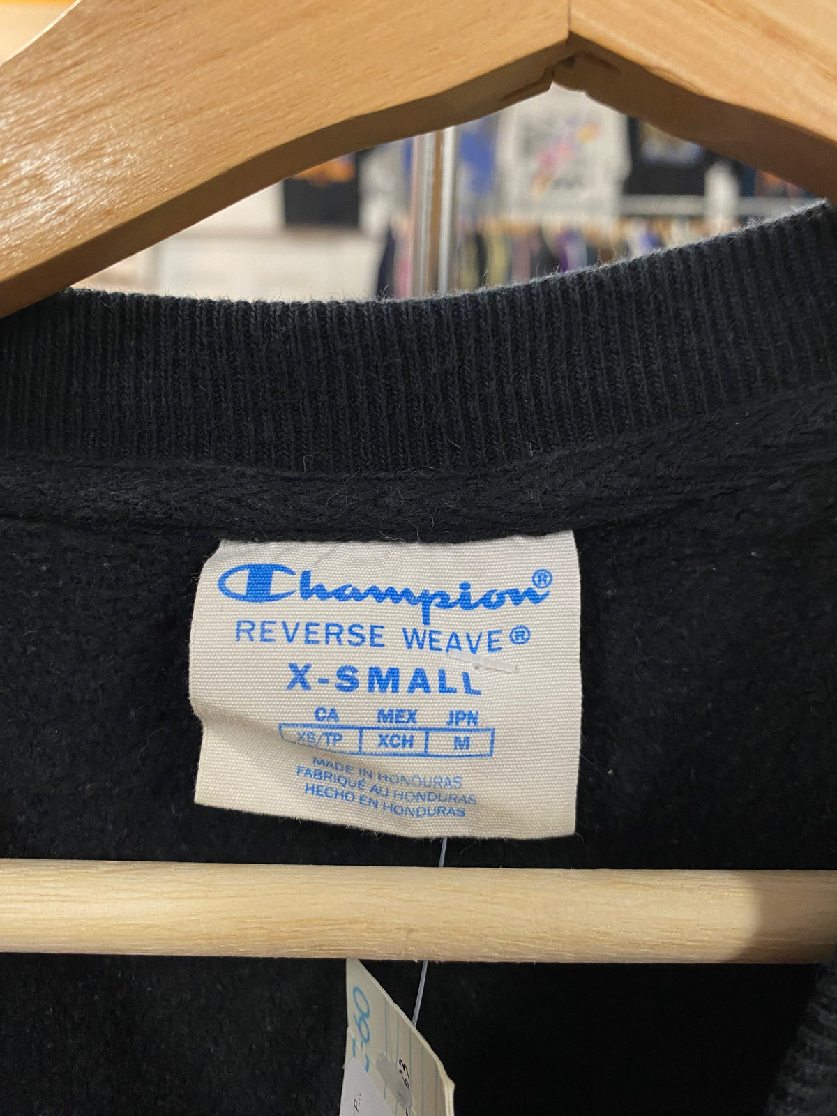 [XS] Champion Reverse Weave Black Jumper Pocket Logo